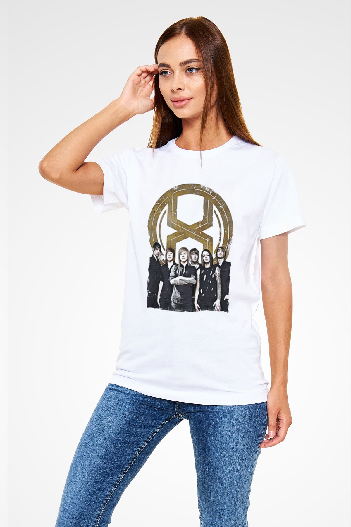 A Skylit Drive Baskılı Unisex Beyaz Tişört - Tshirt
