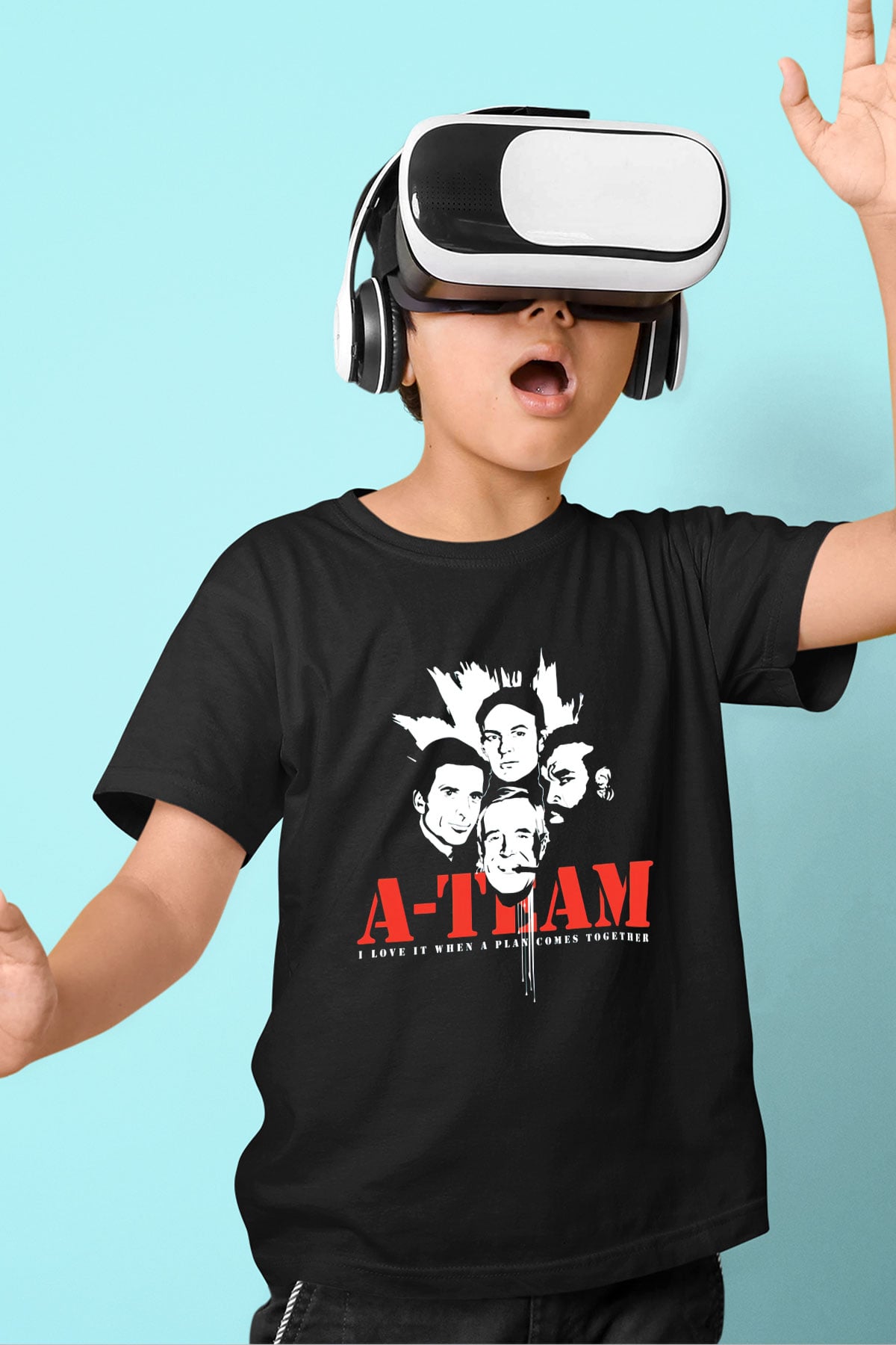 A-Team Baskılı Siyah Unisex Çocuk Tişört