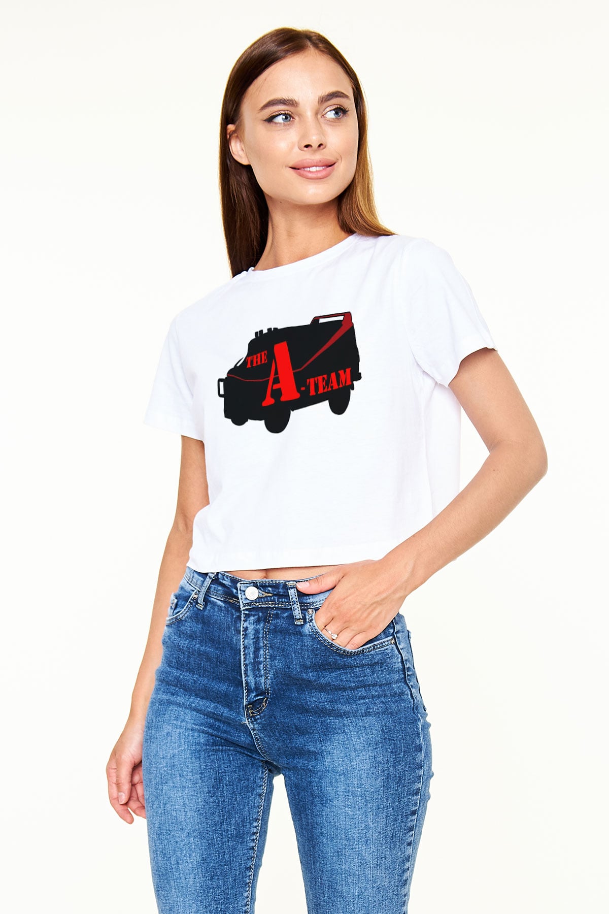 A-Team Beyaz Croptop Tişört