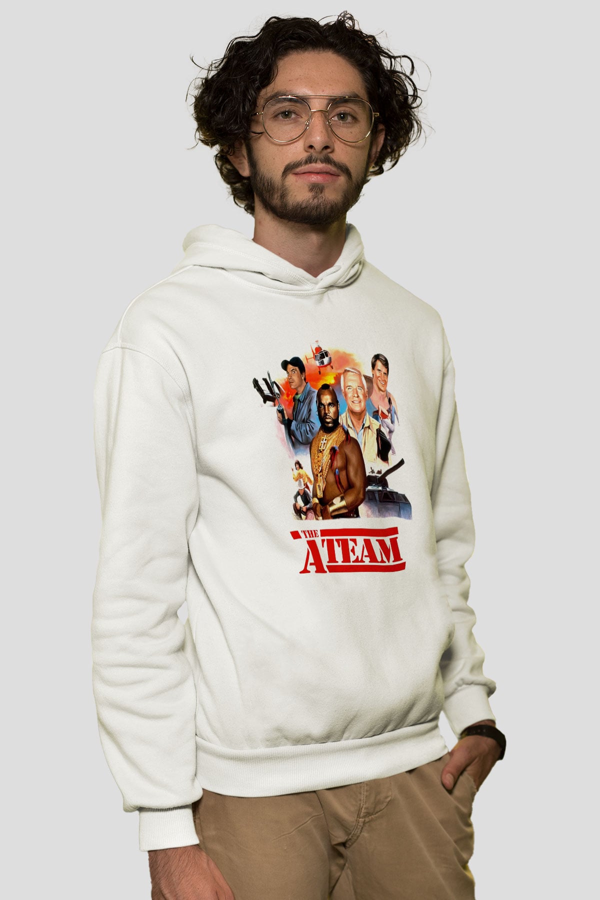 A-Team Beyaz Unisex Kapşonlu Sweatshirt