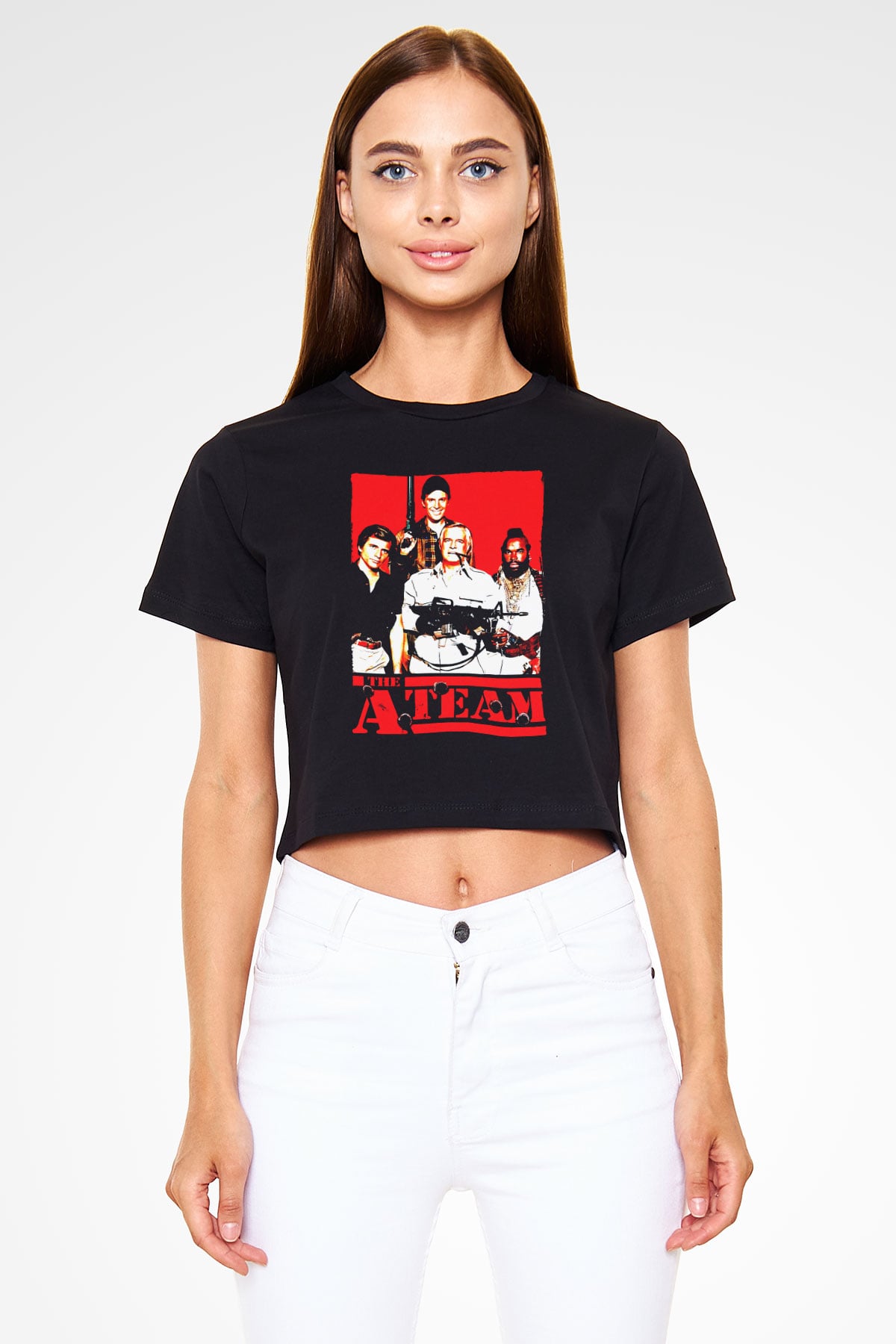 A-Team Siyah  Crop Top Tişört