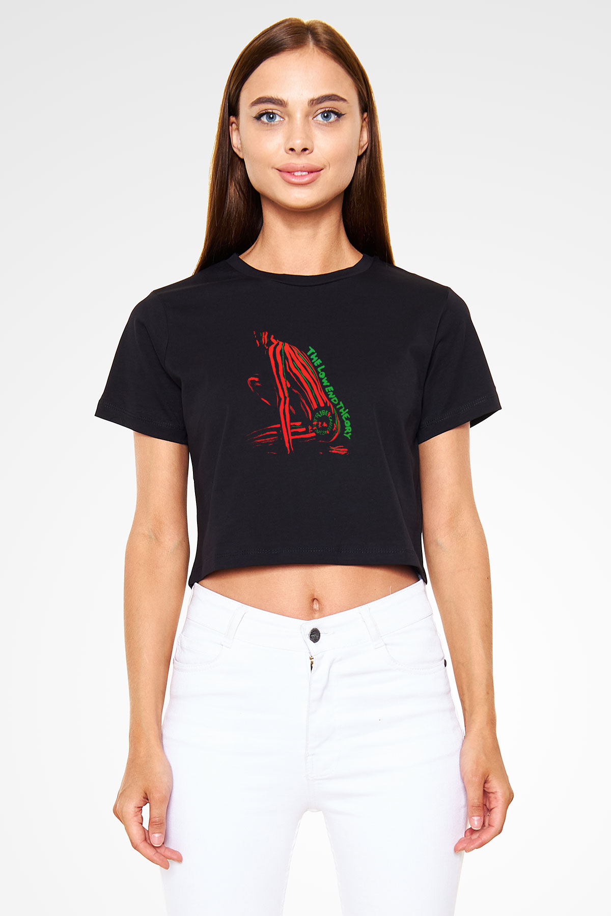 A Tribe Called Quest Baskılı Crop Top Siyah Kadın Tişört