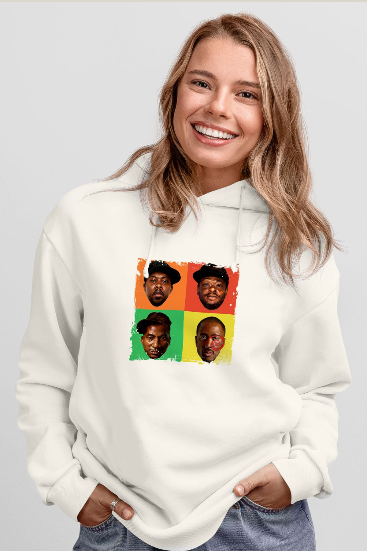 A Tribe Called Quest Baskılı Unisex Beyaz Hoodie