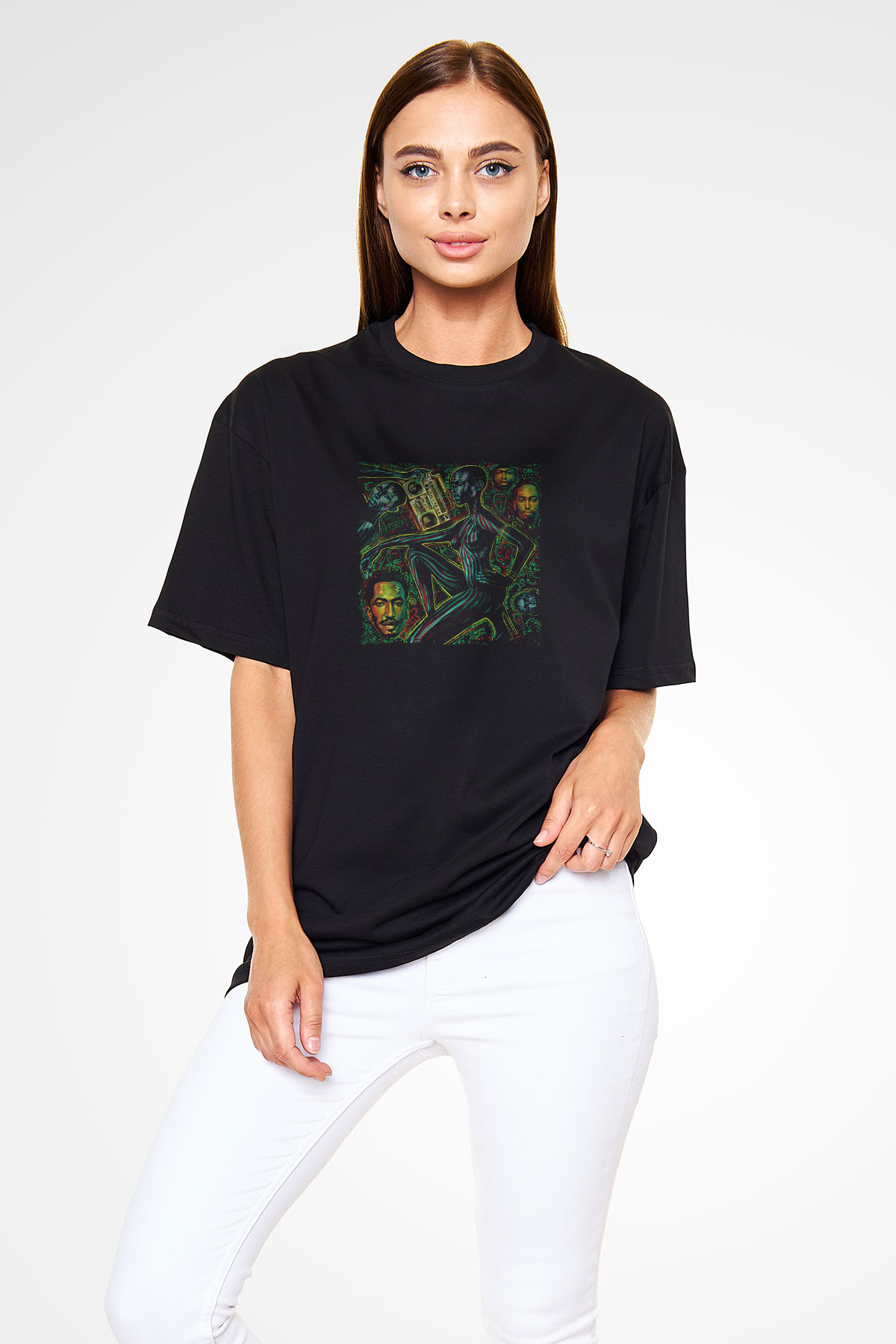 A Tribe Called Quest Baskılı Unisex Oversize Siyah Tişört