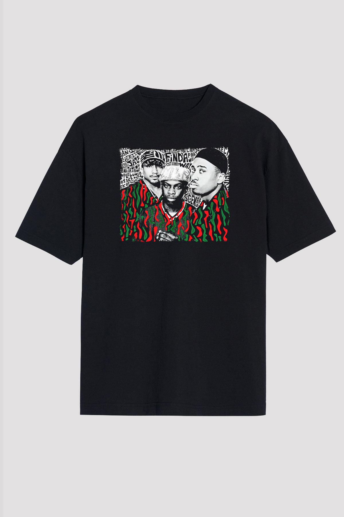 A Tribe Called Quest Baskılı Unisex Siyah Oversize Tişört - Tshirt