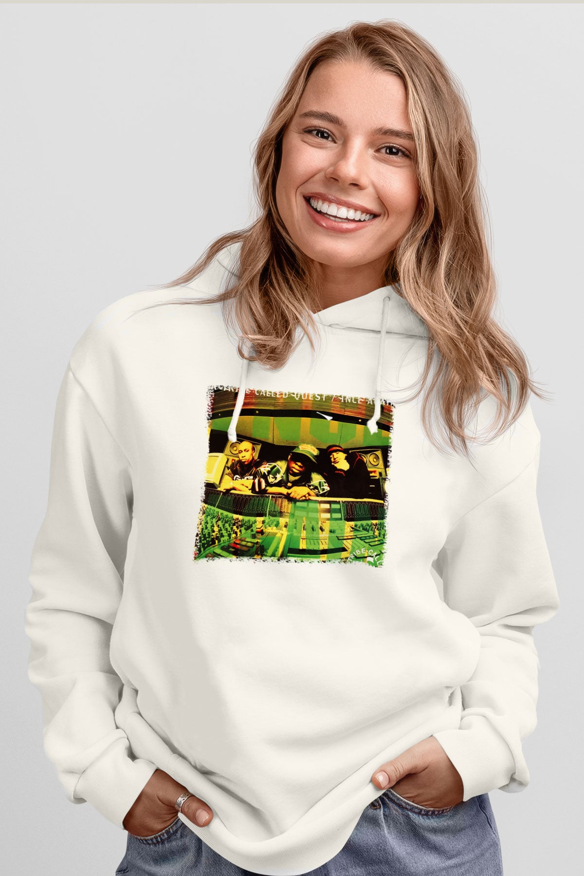 A Tribe Called Quest Beyaz Unisex Kapşonlu Sweatshirt