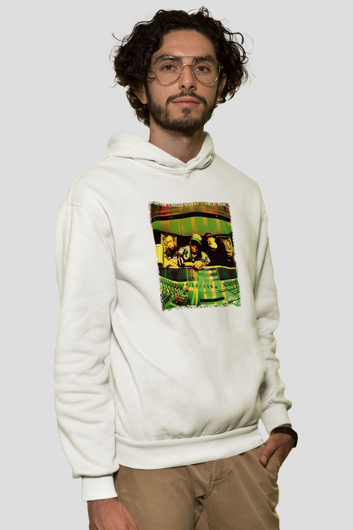 A Tribe Called Quest Beyaz Unisex Kapşonlu Sweatshirt