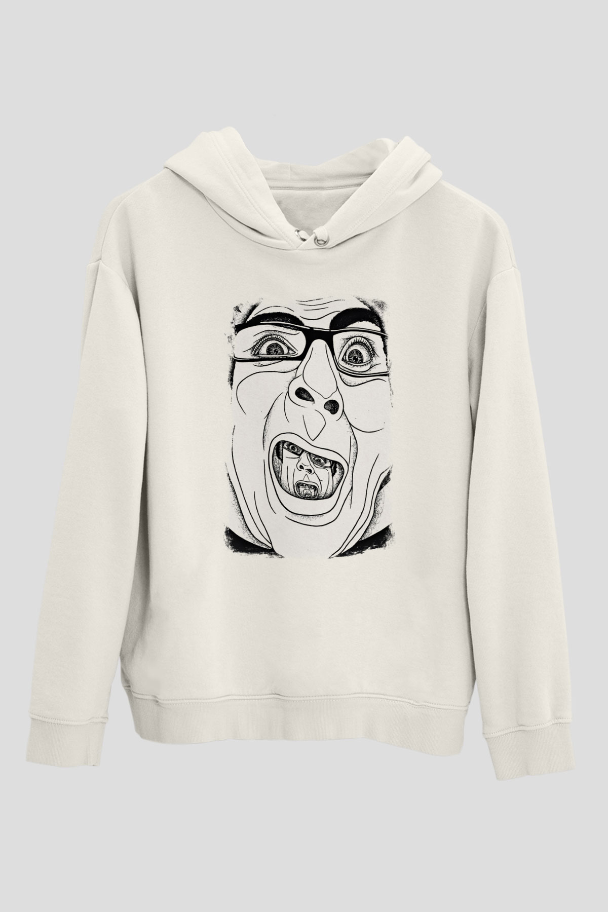 A Wilhelm Scream Baskılı Unisex Beyaz Hoodie