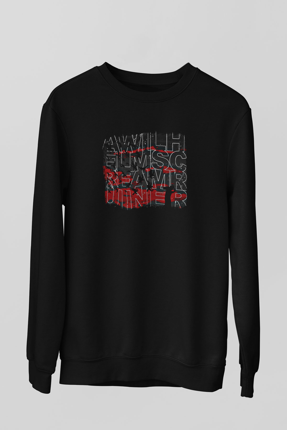 A Wilhelm Scream Baskılı Unisex Siyah Sweatshirt