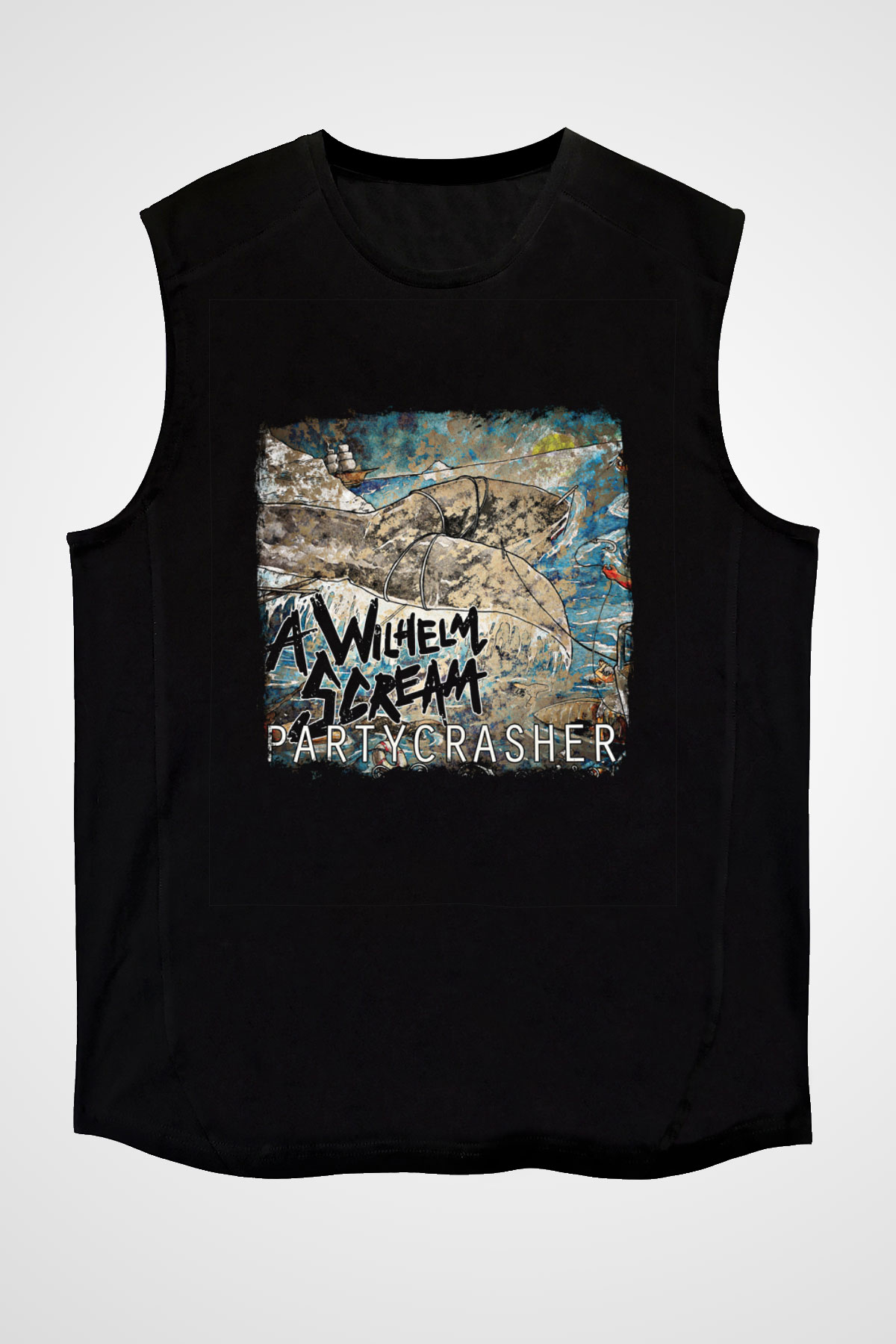 A Wilhelm Scream Baskılı Unisex Siyah Kolsuz Tişört