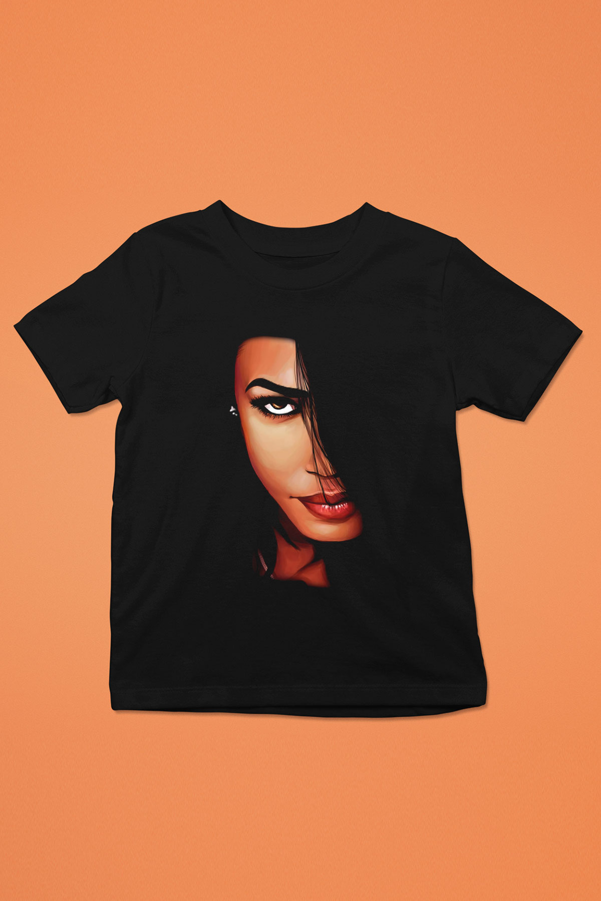 Aaliyah Baskılı Siyah Unisex Çocuk Tişört