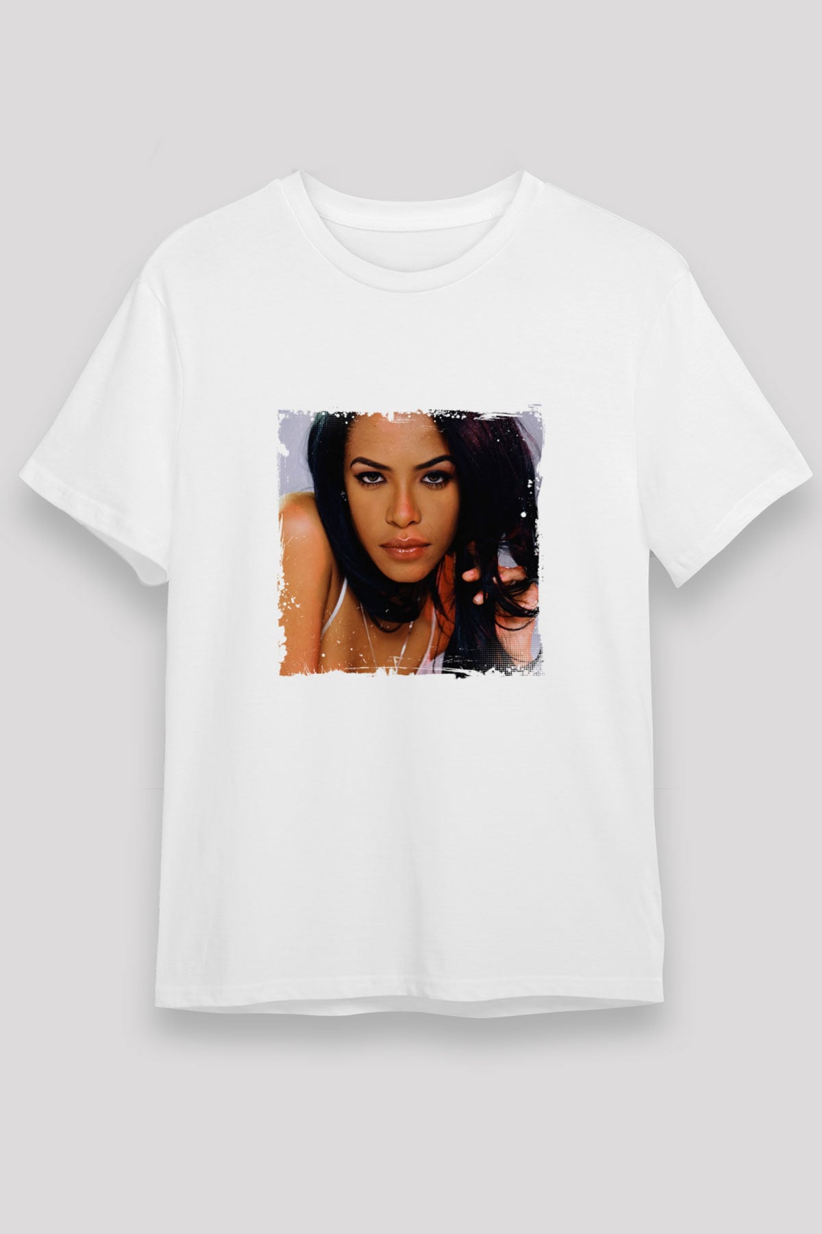 Aaliyah Baskılı Unisex Beyaz Tişört