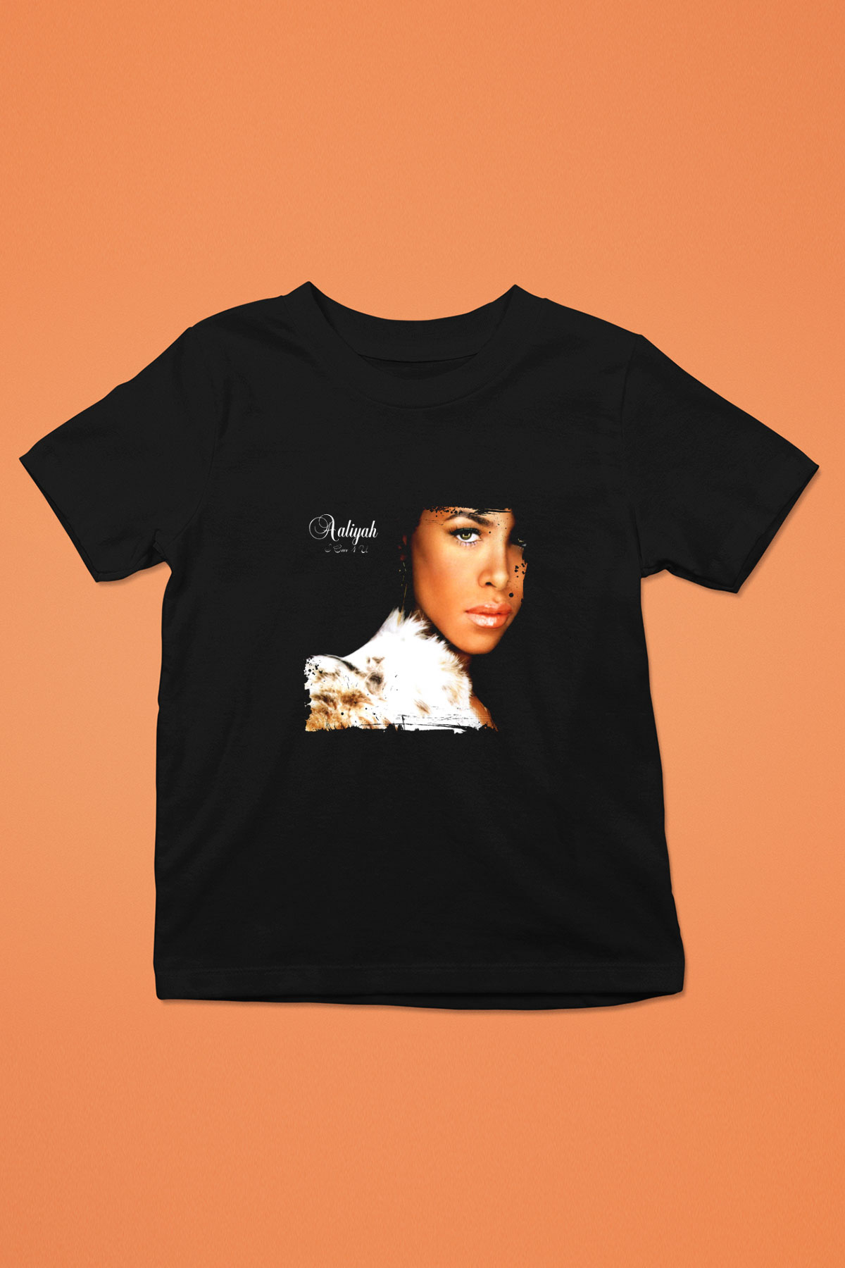 Aaliyah Baskılı Unisex Siyah Çocuk Tişört