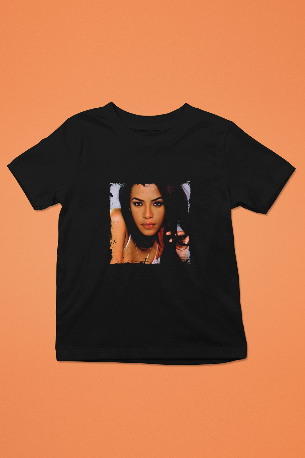 Aaliyah Baskılı Unisex Siyah Çocuk Tişört