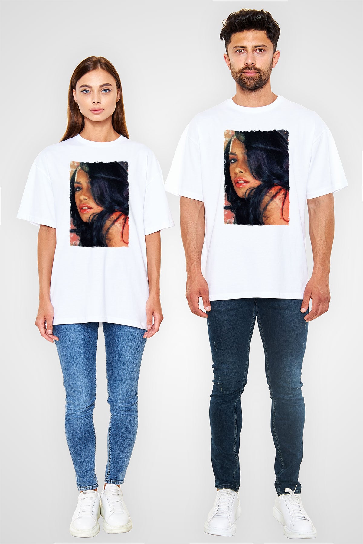 Aaliyah Beyaz Oversize Tişört Oversize T-shirt - TişörtFabrikası
