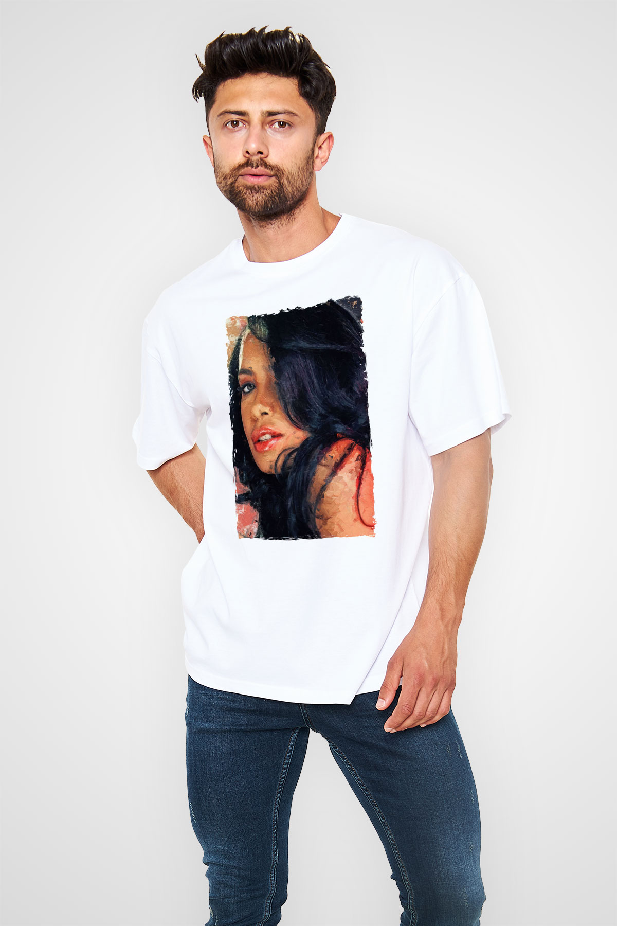 Aaliyah Beyaz Oversize Tişört Oversize T-shirt - TişörtFabrikası