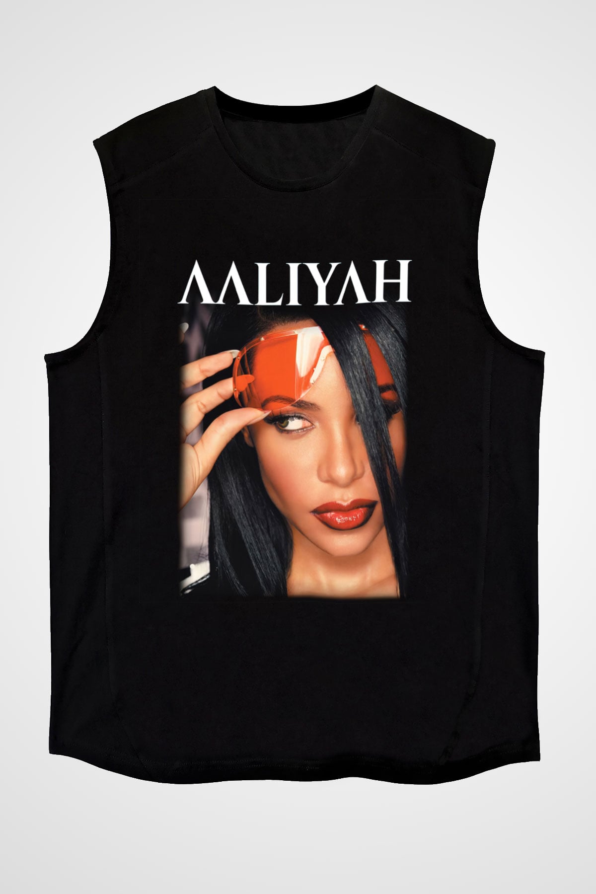 Aaliyah Siyah Unisex Kolsuz Tişört