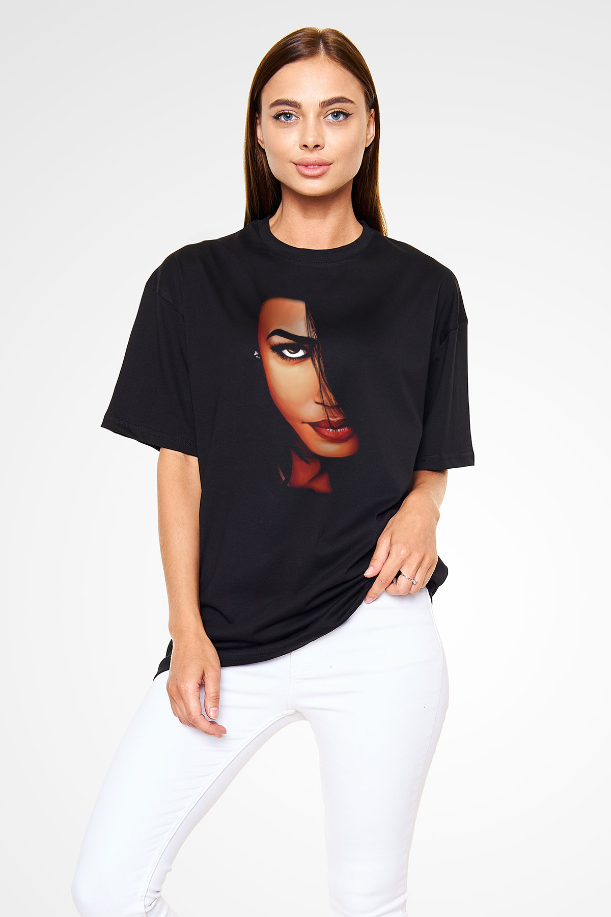 Aaliyah Siyah Unisex Oversize Tişört T-Shirt