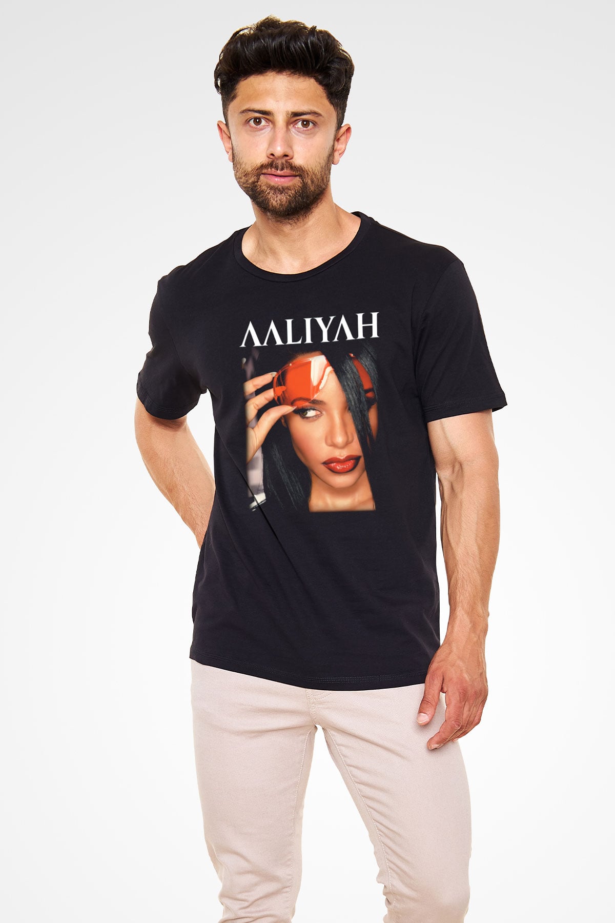 Aaliyah Siyah Unisex Tişört T-Shirt - TişörtFabrikası