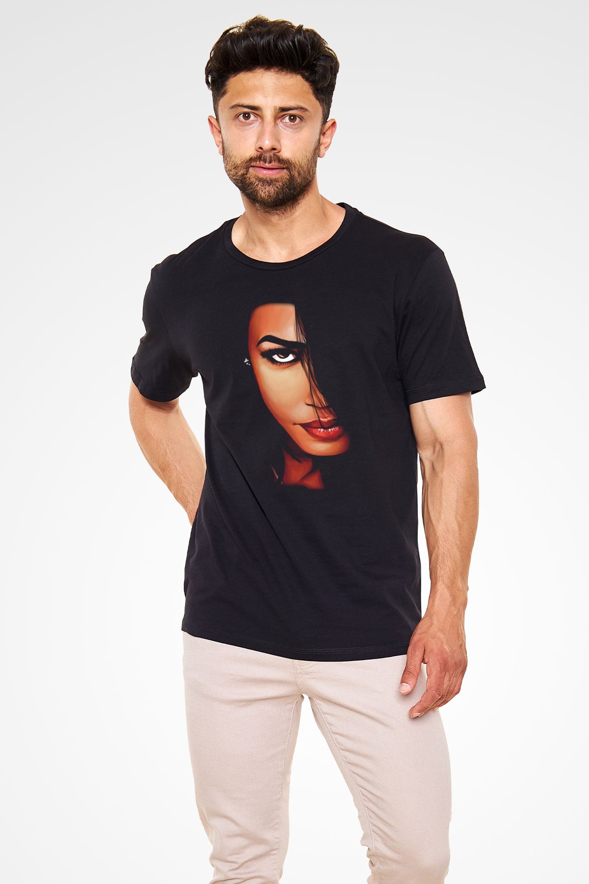 Aaliyah Siyah Unisex Tişört T-Shirt - TişörtFabrikası