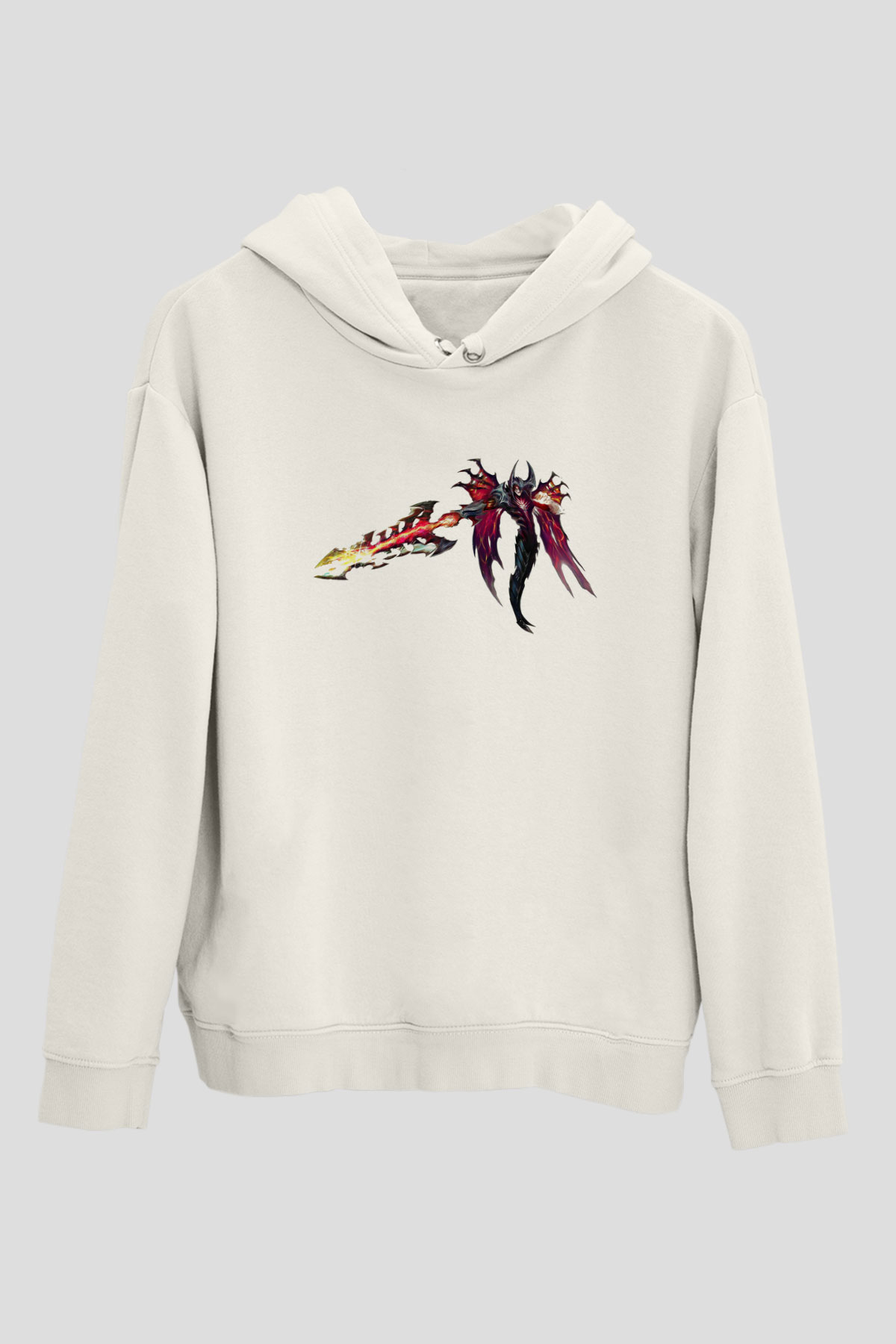 Aatrox James Baskılı Beyaz Unisex Kapüşonlu Sweatshirt