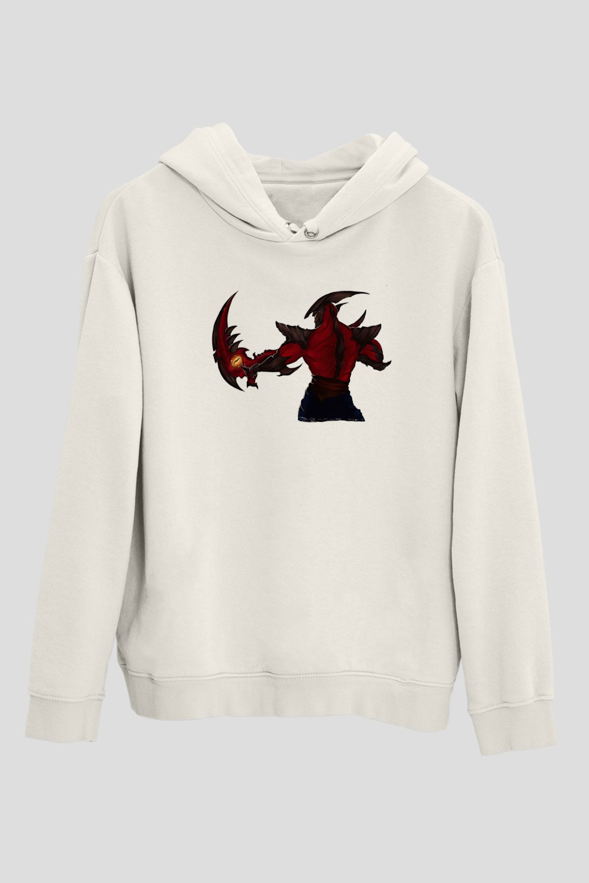 Aatrox James Baskılı Beyaz Unisex Kapüşonlu Sweatshirt