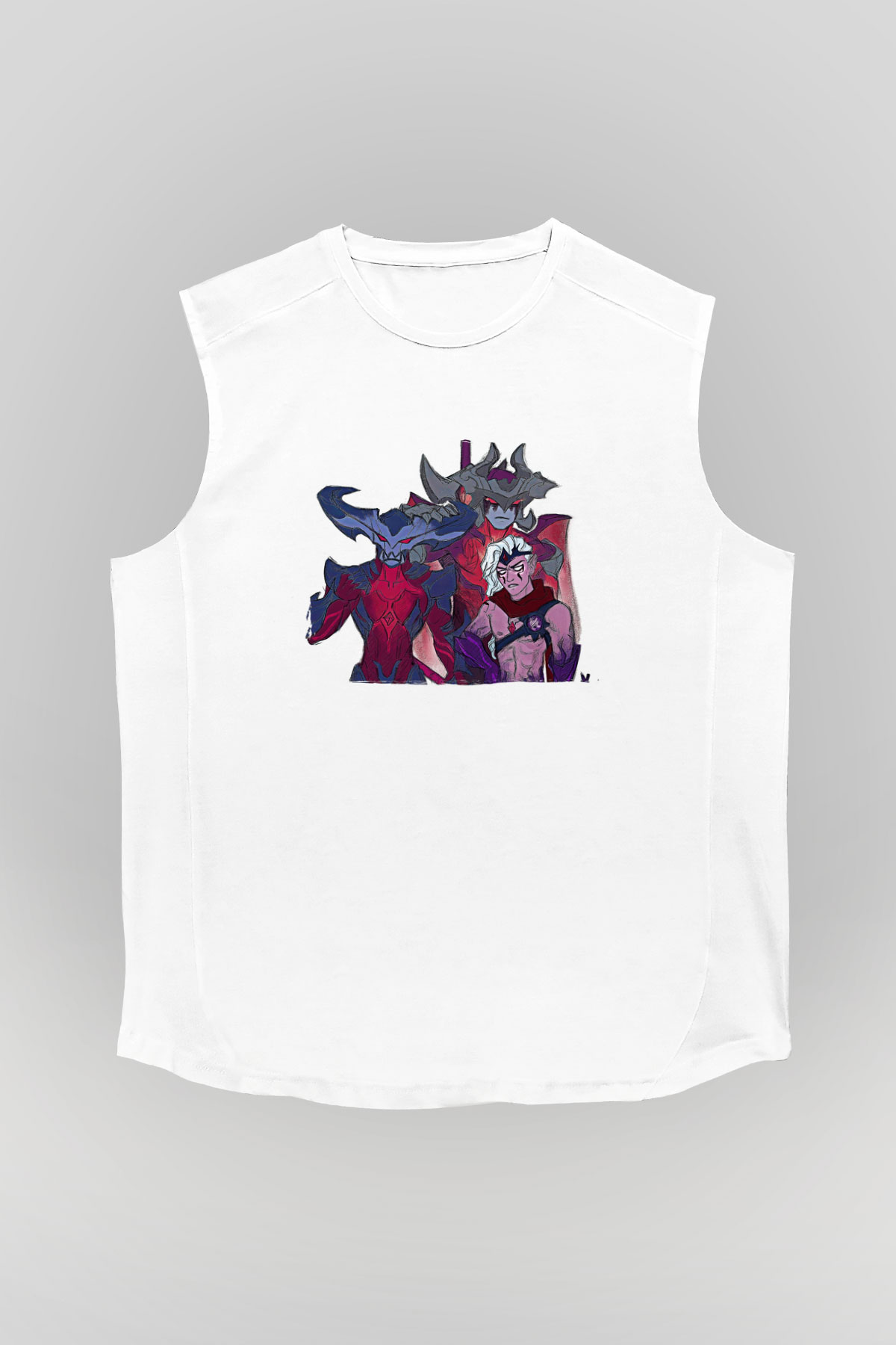 Aatrox James Baskılı Beyaz Unisex Kolsuz Tişört - Tshirt