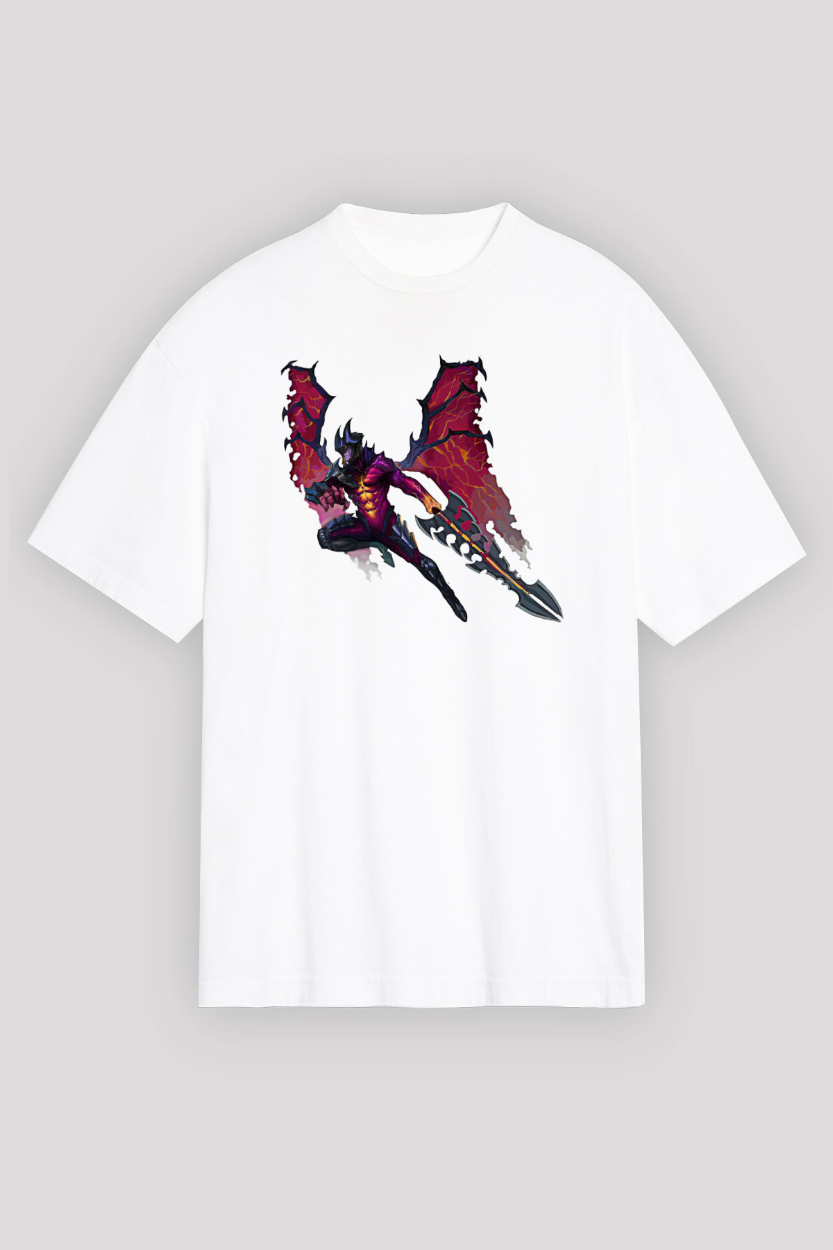 Aatrox James Baskılı Beyaz Unisex Oversize Tişört - Tshirt