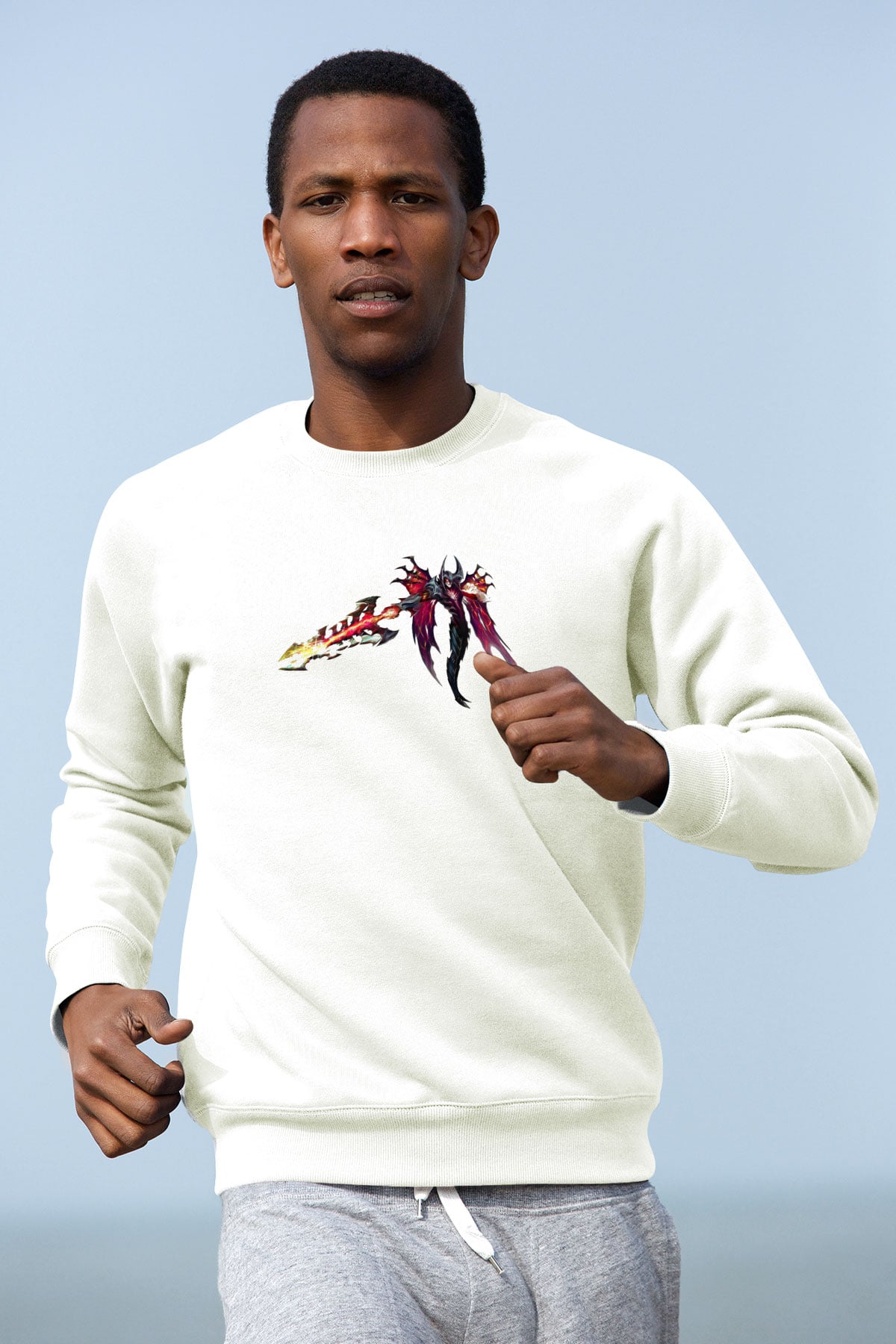 Aatrox James Baskılı Beyaz Unisex Sweatshirt