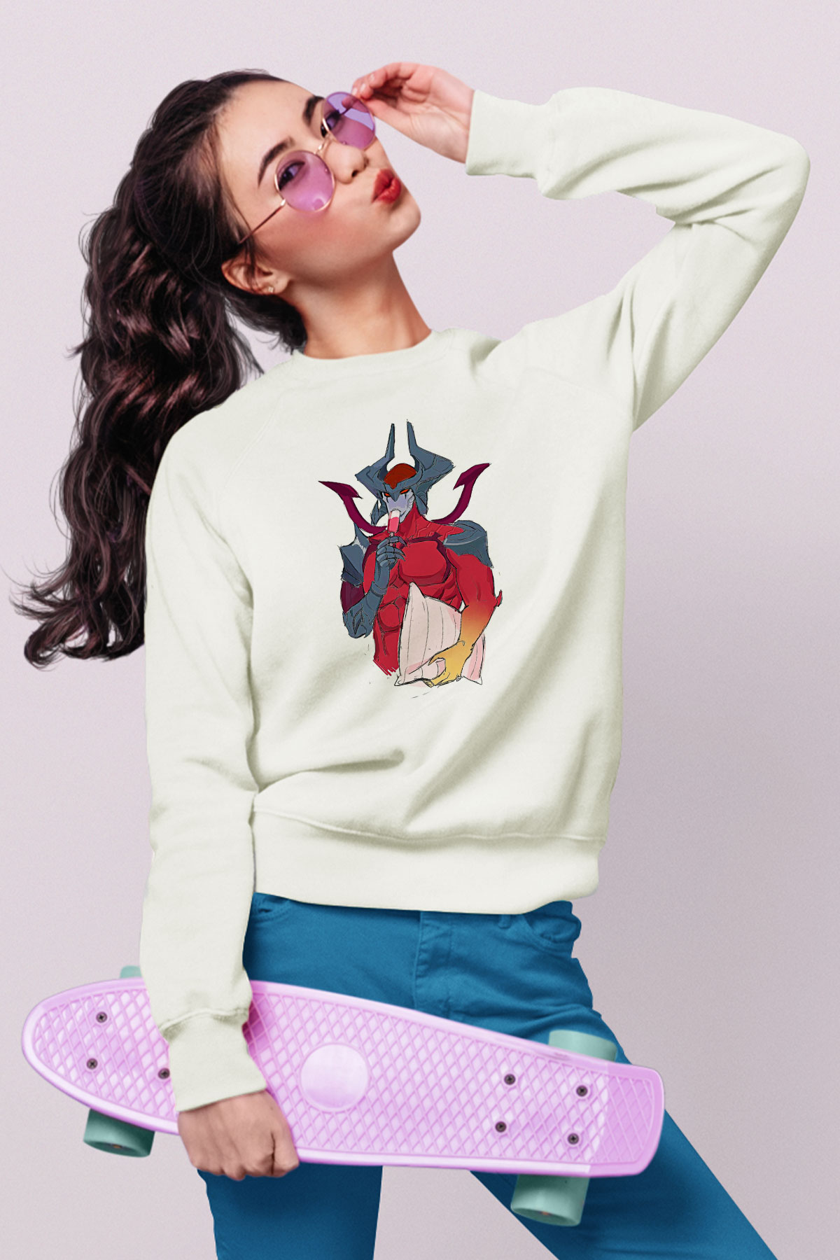 Aatrox James Baskılı Beyaz Unisex Sweatshirt