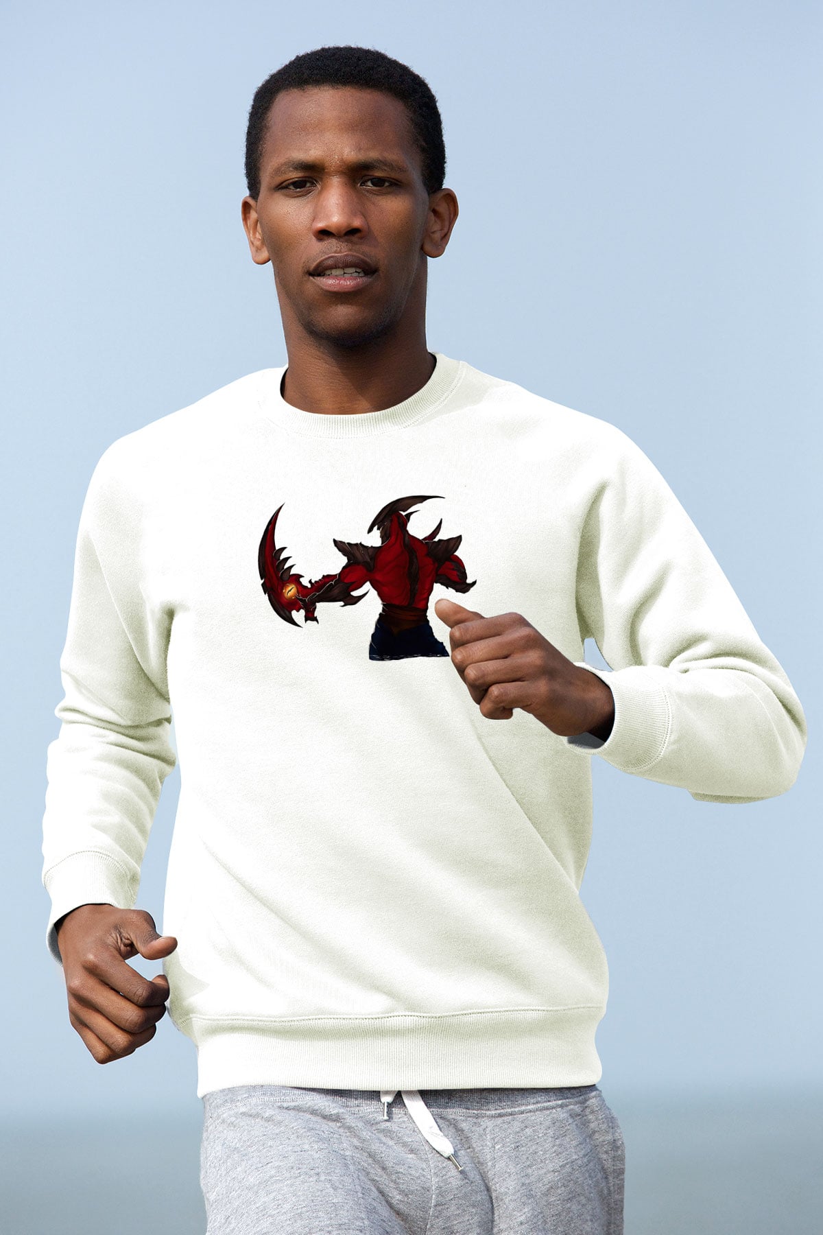 Aatrox James Baskılı Beyaz Unisex Sweatshirt