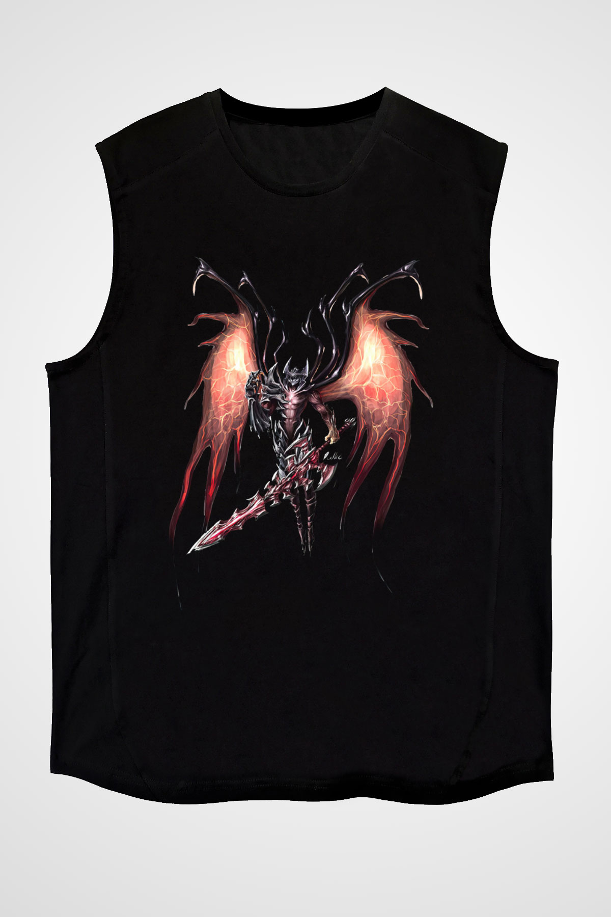 Aatrox James Baskılı Unisex Siyah Kolsuz Tişört - Tshirt