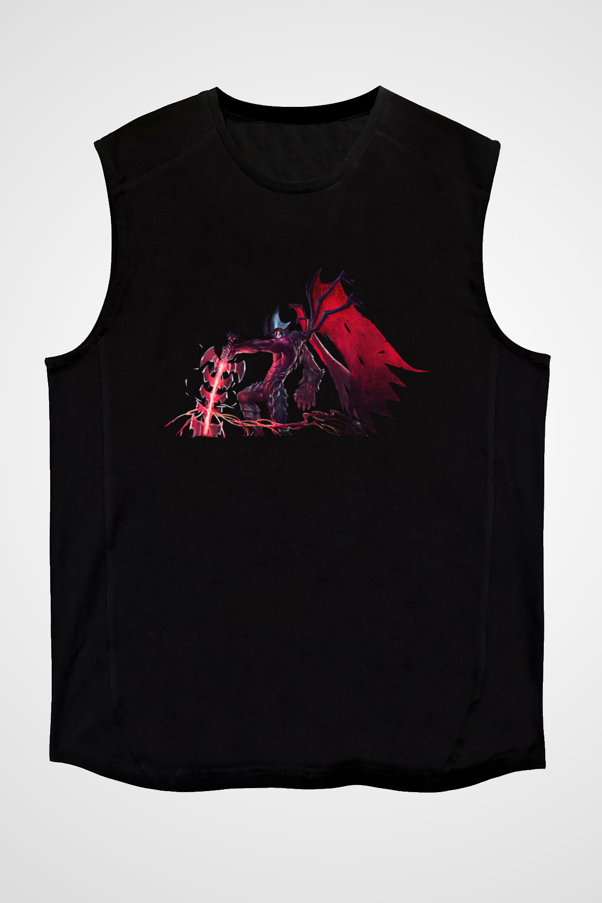 Aatrox James Baskılı Unisex Siyah Kolsuz Tişört - Tshirt