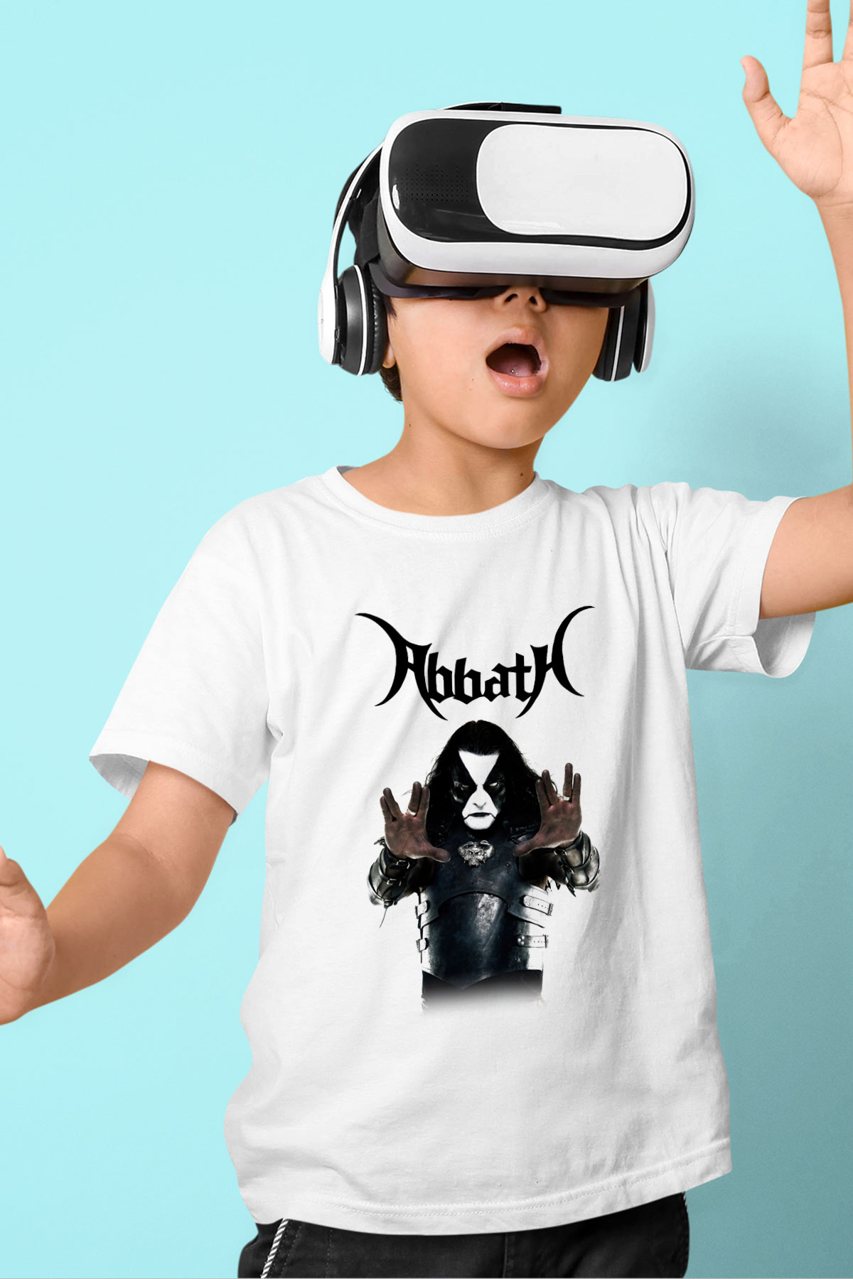 Abbath Baskılı Beyaz Unisex Çocuk Tişört