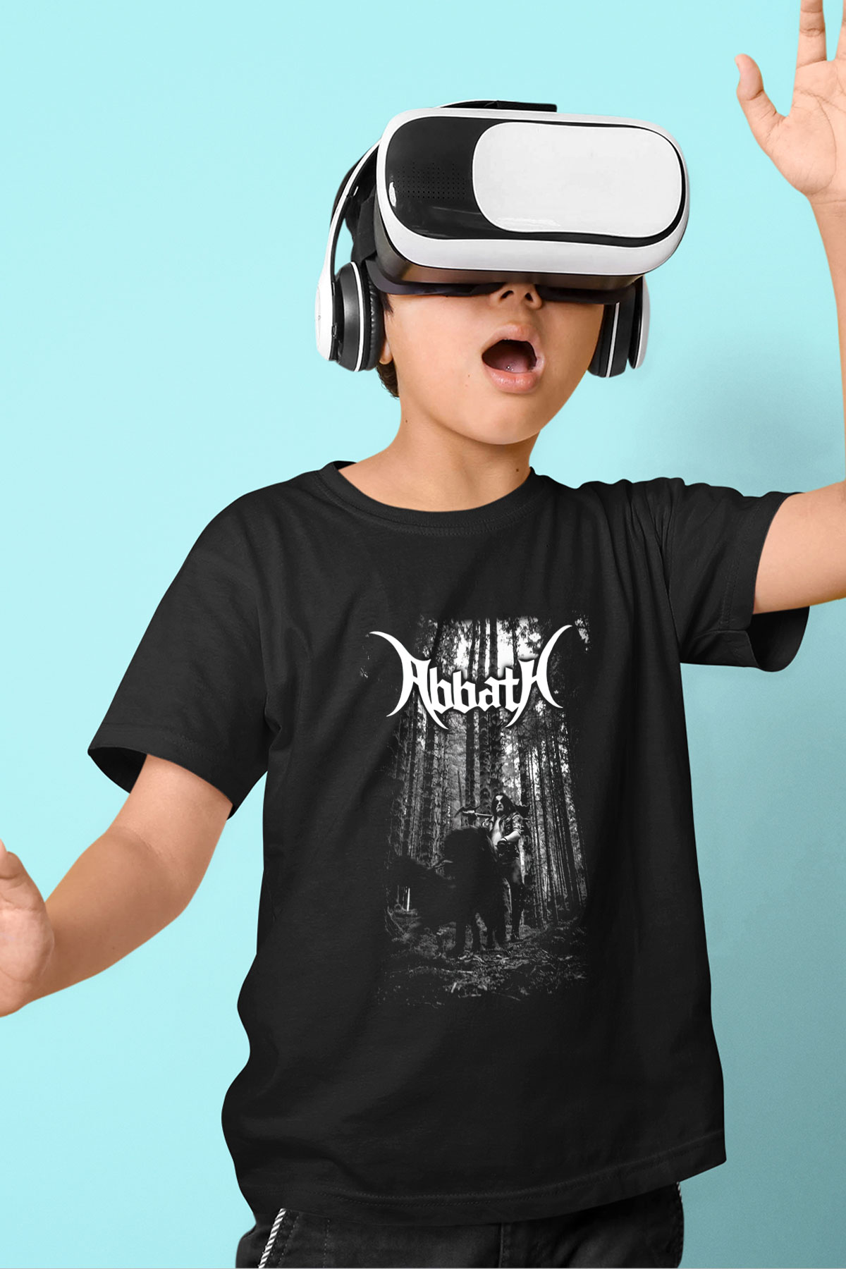 Abbath Baskılı Siyah Unisex Çocuk Tişört