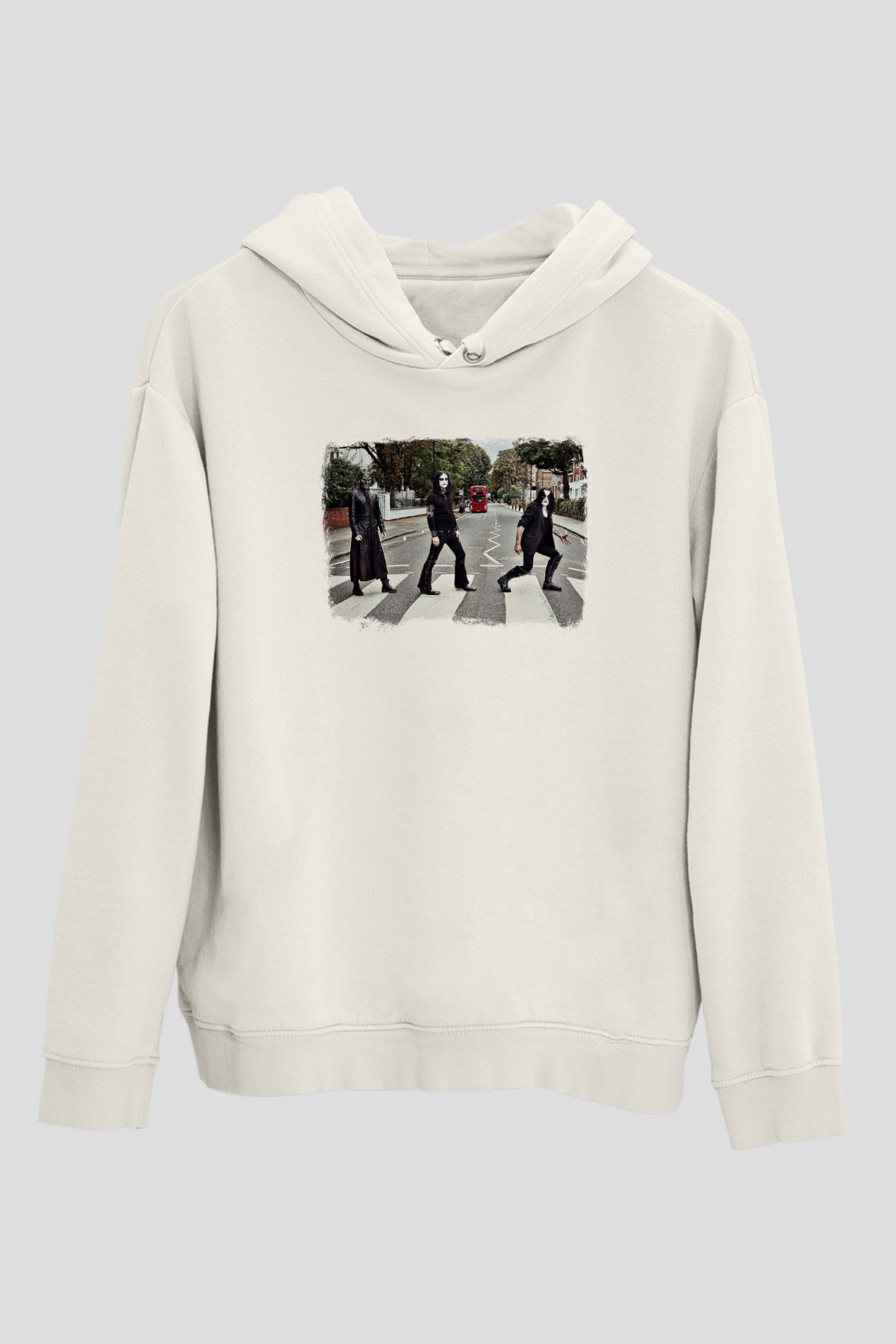 Abbath Baskılı Unisex Beyaz Hoodie