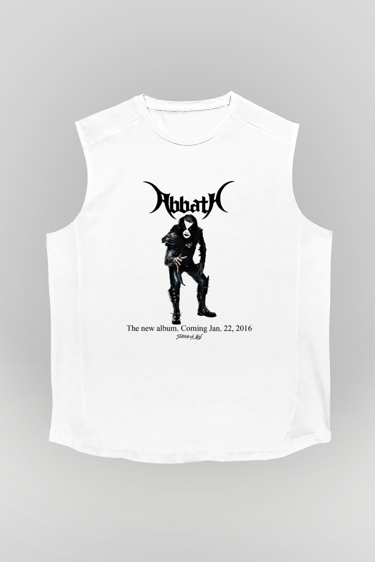 Abbath Baskılı Unisex Beyaz Kolsuz Tişört