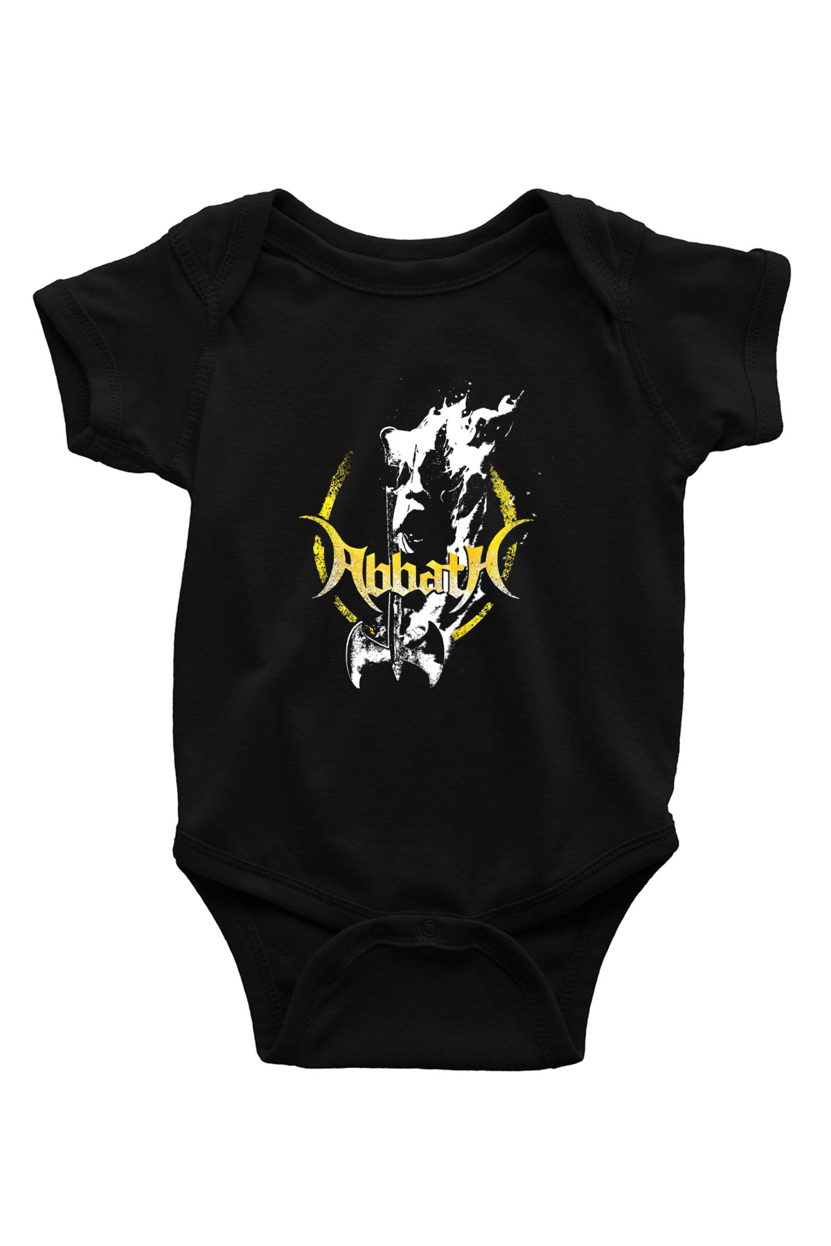Abbath Baskılı Unisex Siyah Bebek Body - Zıbın