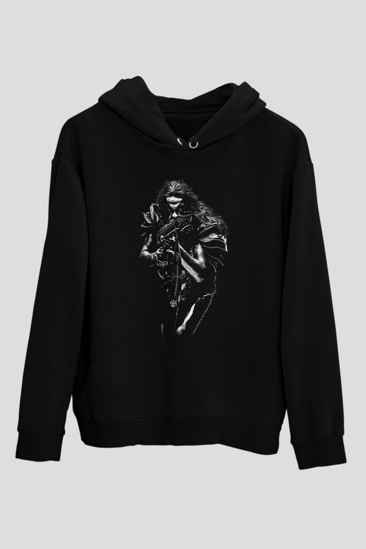 Abbath Baskılı Unisex Siyah Hoodie
