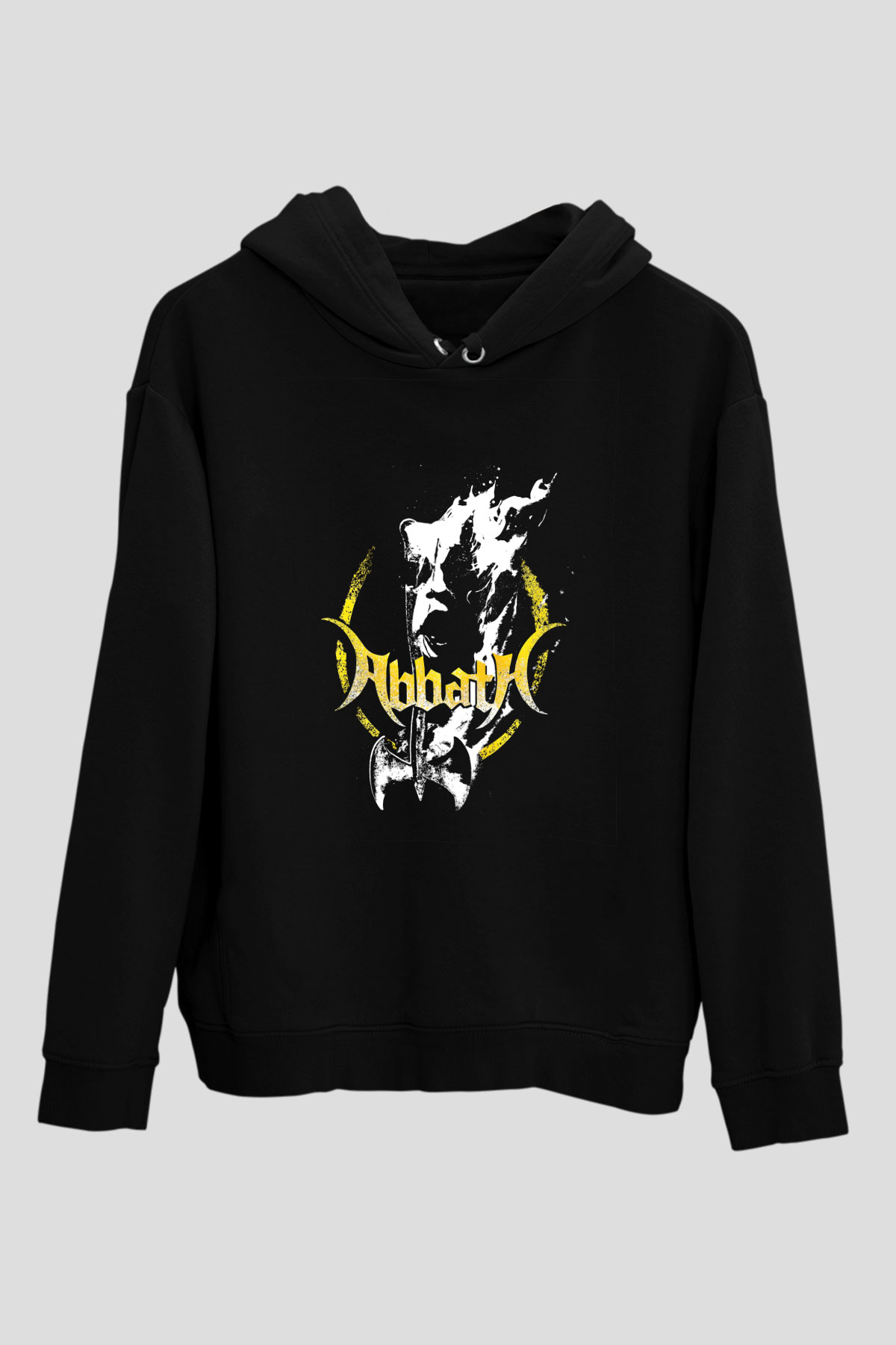 Abbath Baskılı Unisex Siyah Hoodie