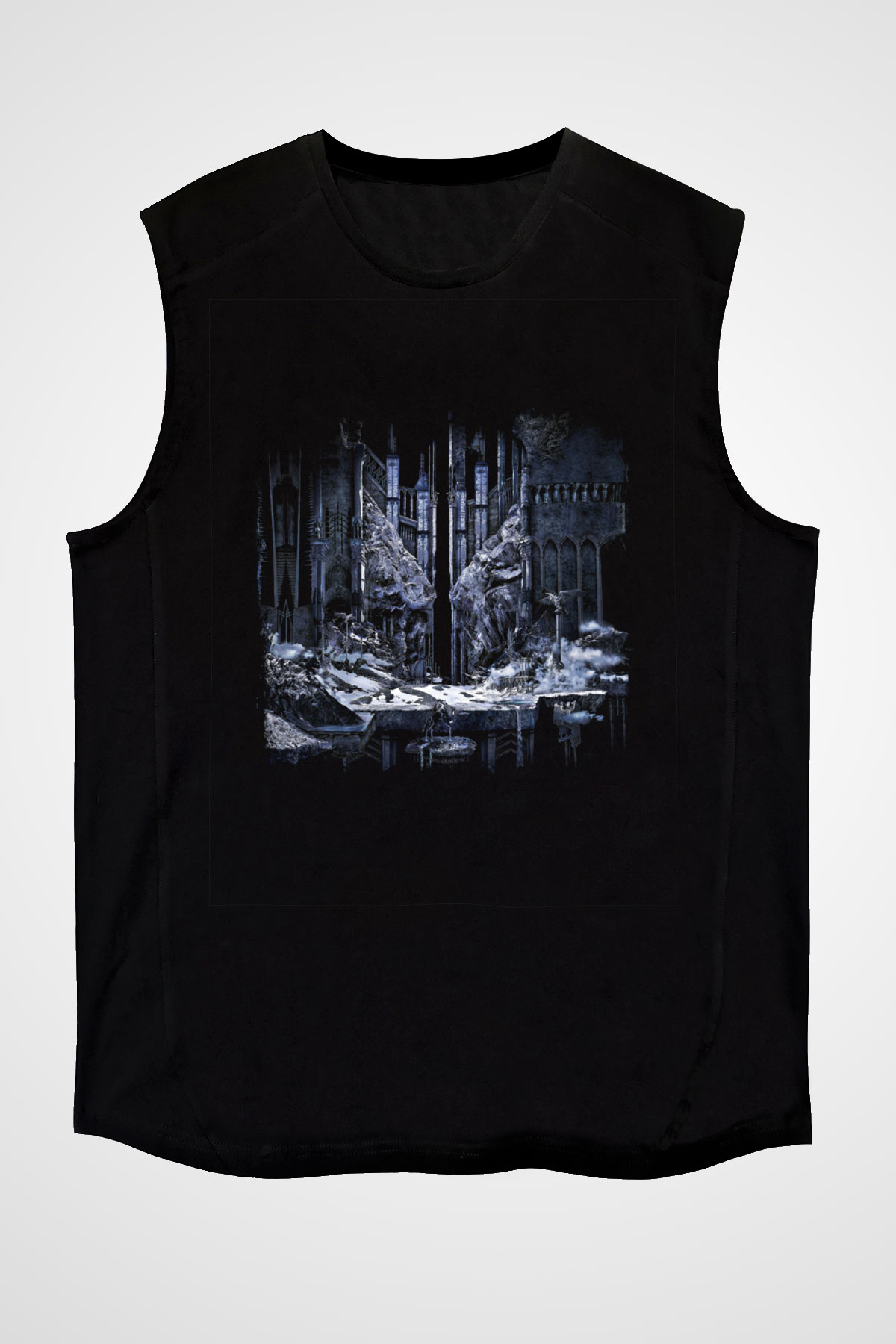Abbath Baskılı Unisex Siyah Kolsuz Tişört
