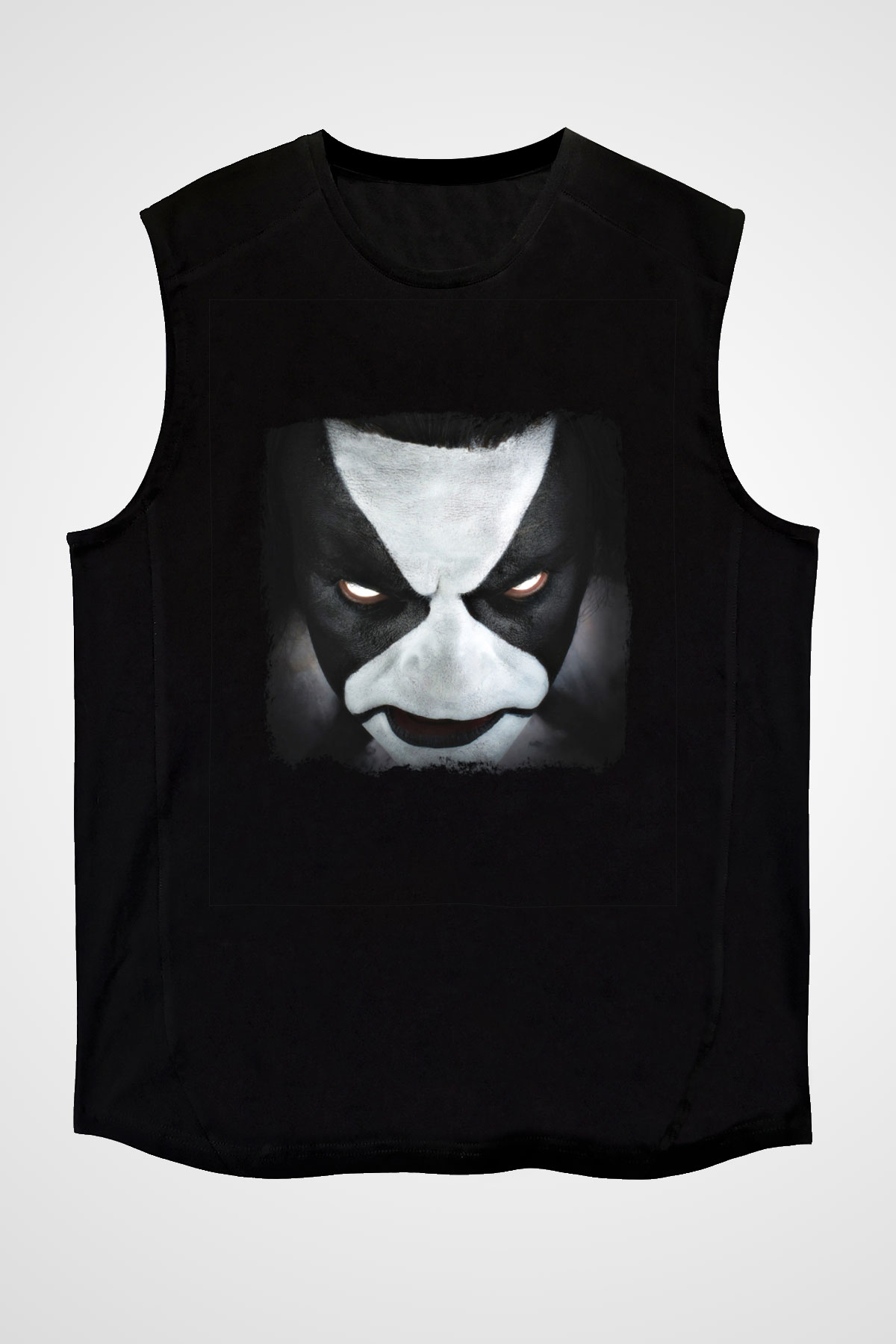 Abbath Baskılı Unisex Siyah Kolsuz Tişört