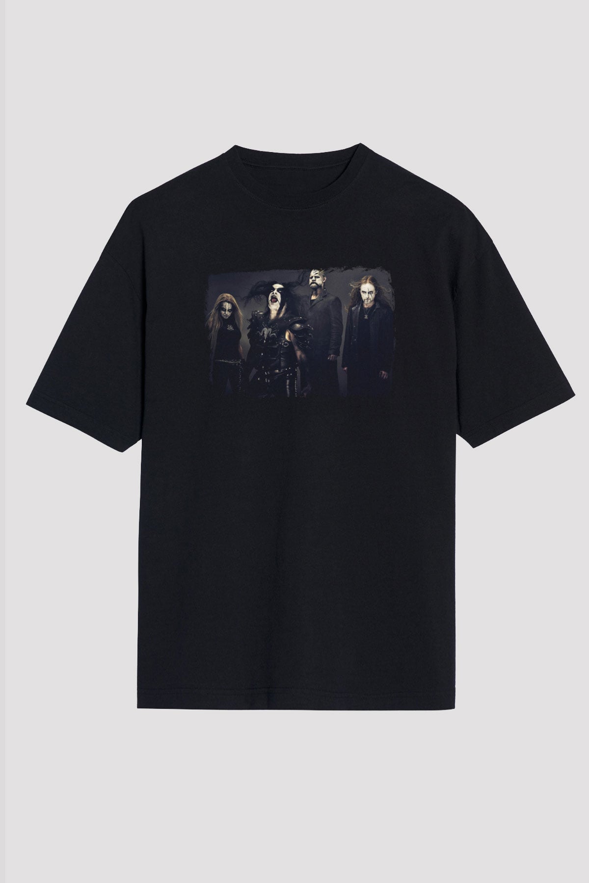 Abbath Baskılı Unisex Siyah Oversize Tişört