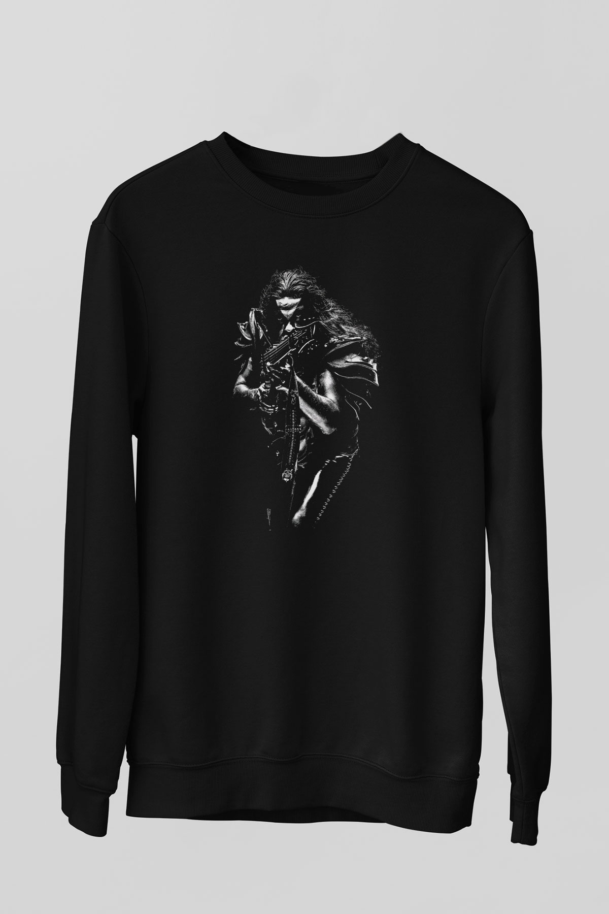 Abbath Baskılı Unisex Siyah Sweatshirt