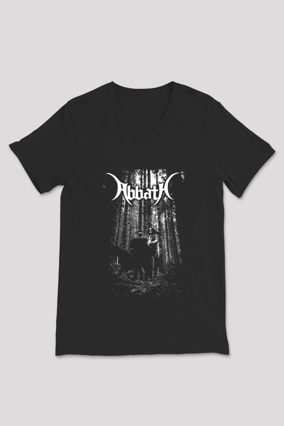 Abbath Siyah Unisex V Yaka Tişört T-Shirt