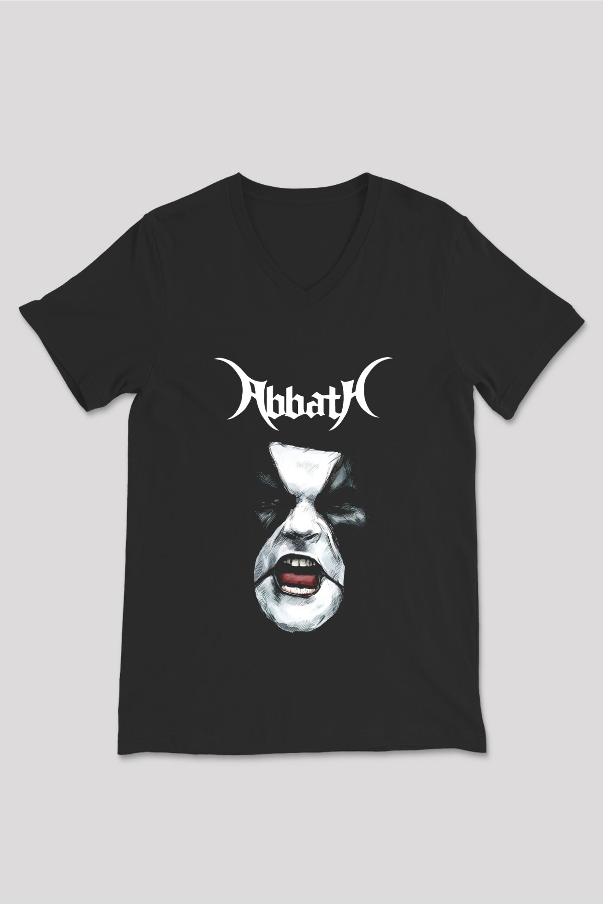 Abbath Siyah Unisex V Yaka Tişört T-Shirt