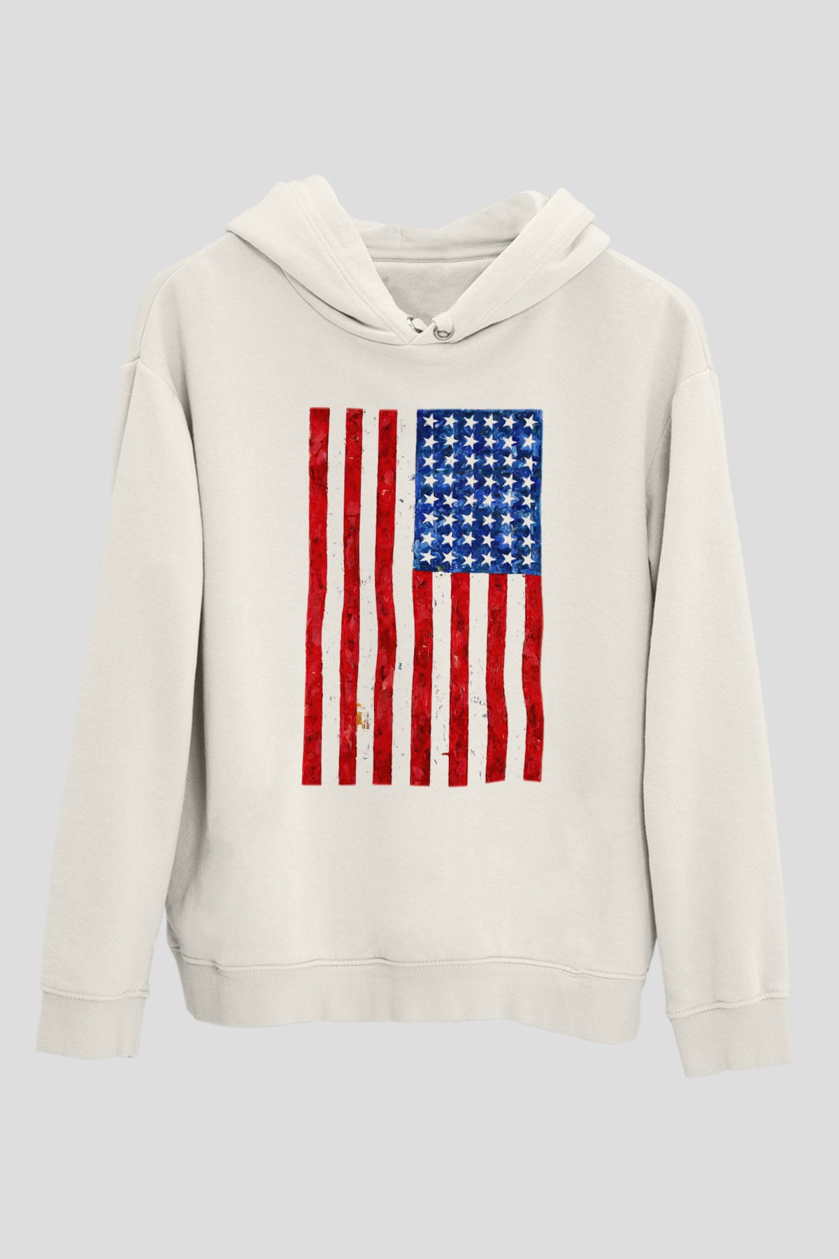 ABD Beyaz Unisex Kapşonlu Sweatshirt