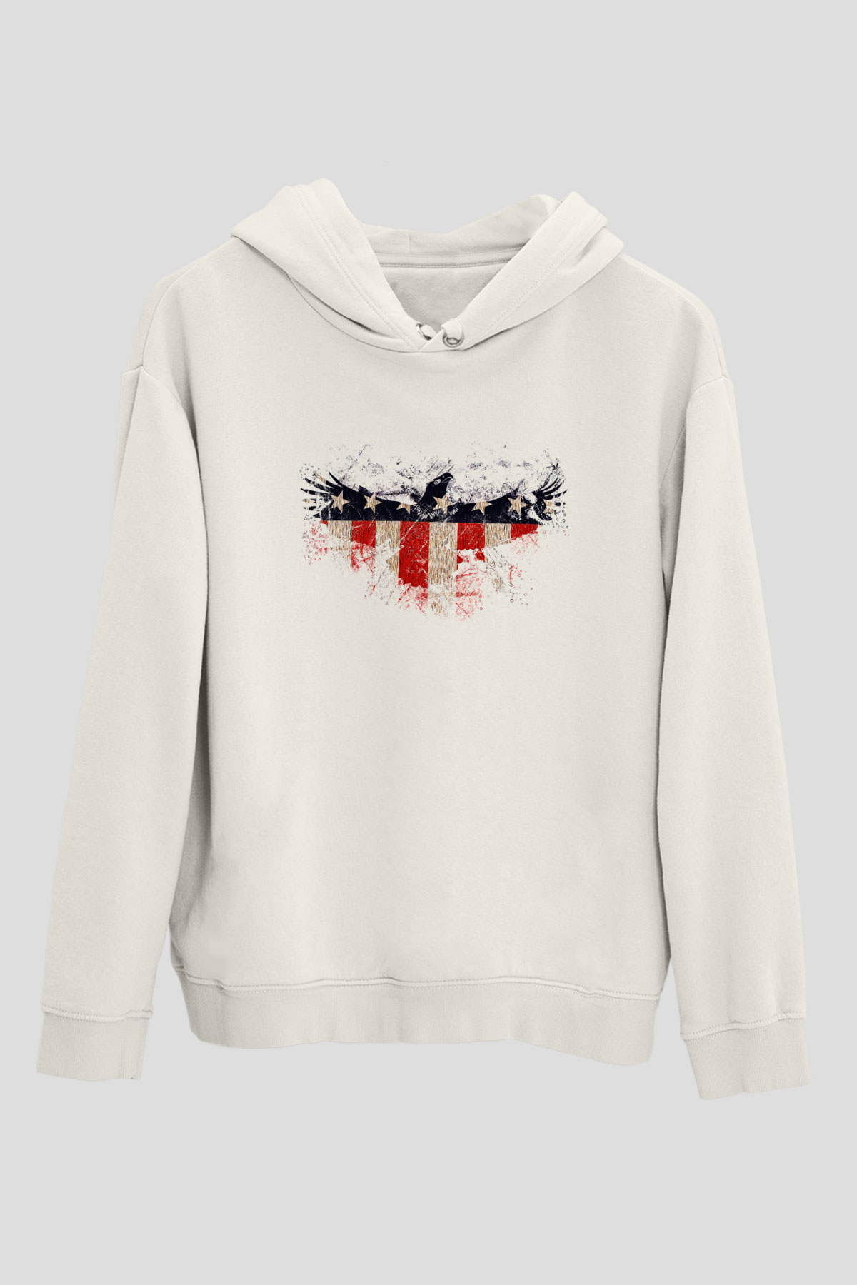 ABD Beyaz Unisex Kapşonlu Sweatshirt