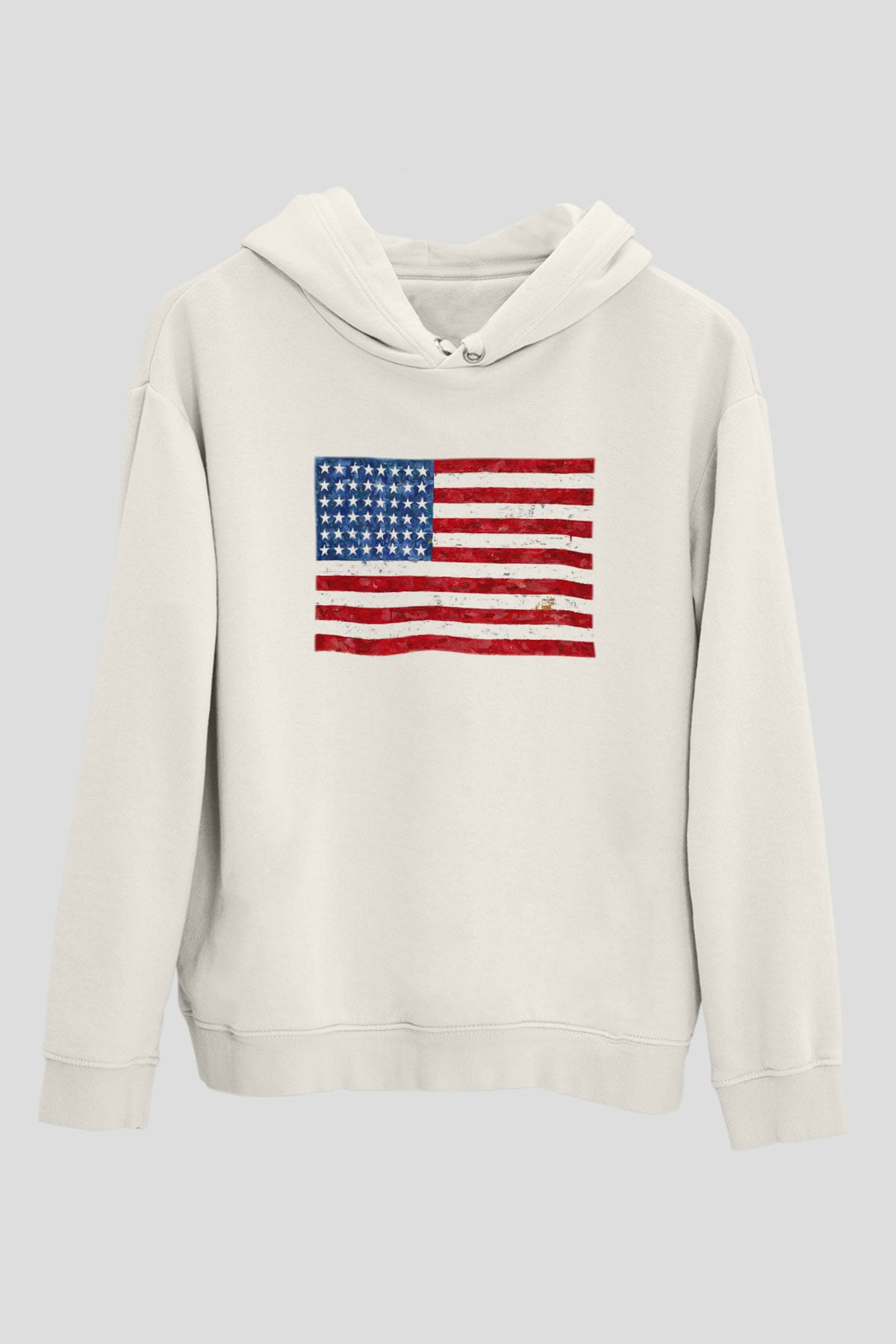 ABD Beyaz Unisex Kapşonlu Sweatshirt