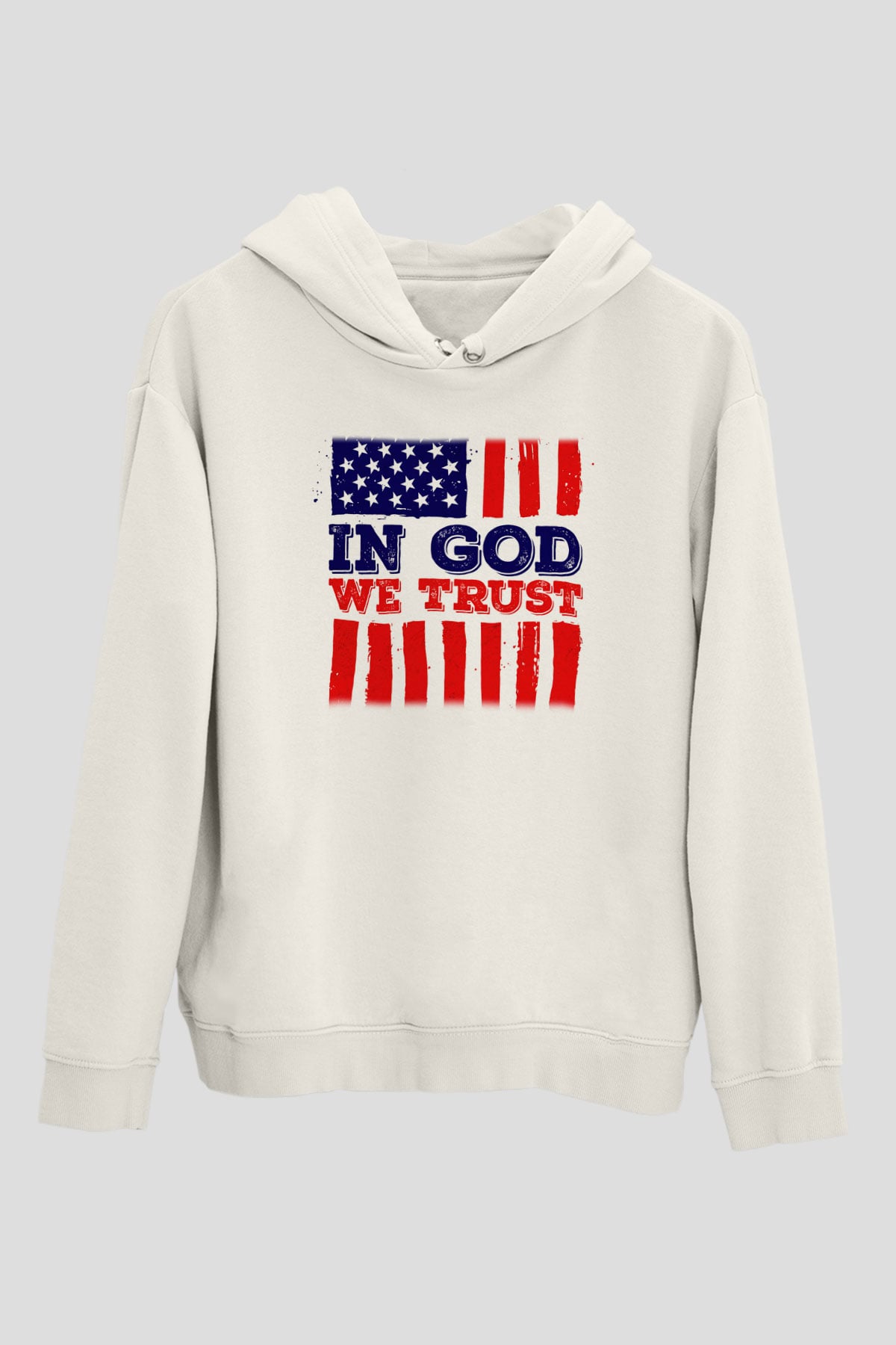 ABD Beyaz Unisex Kapşonlu Sweatshirt